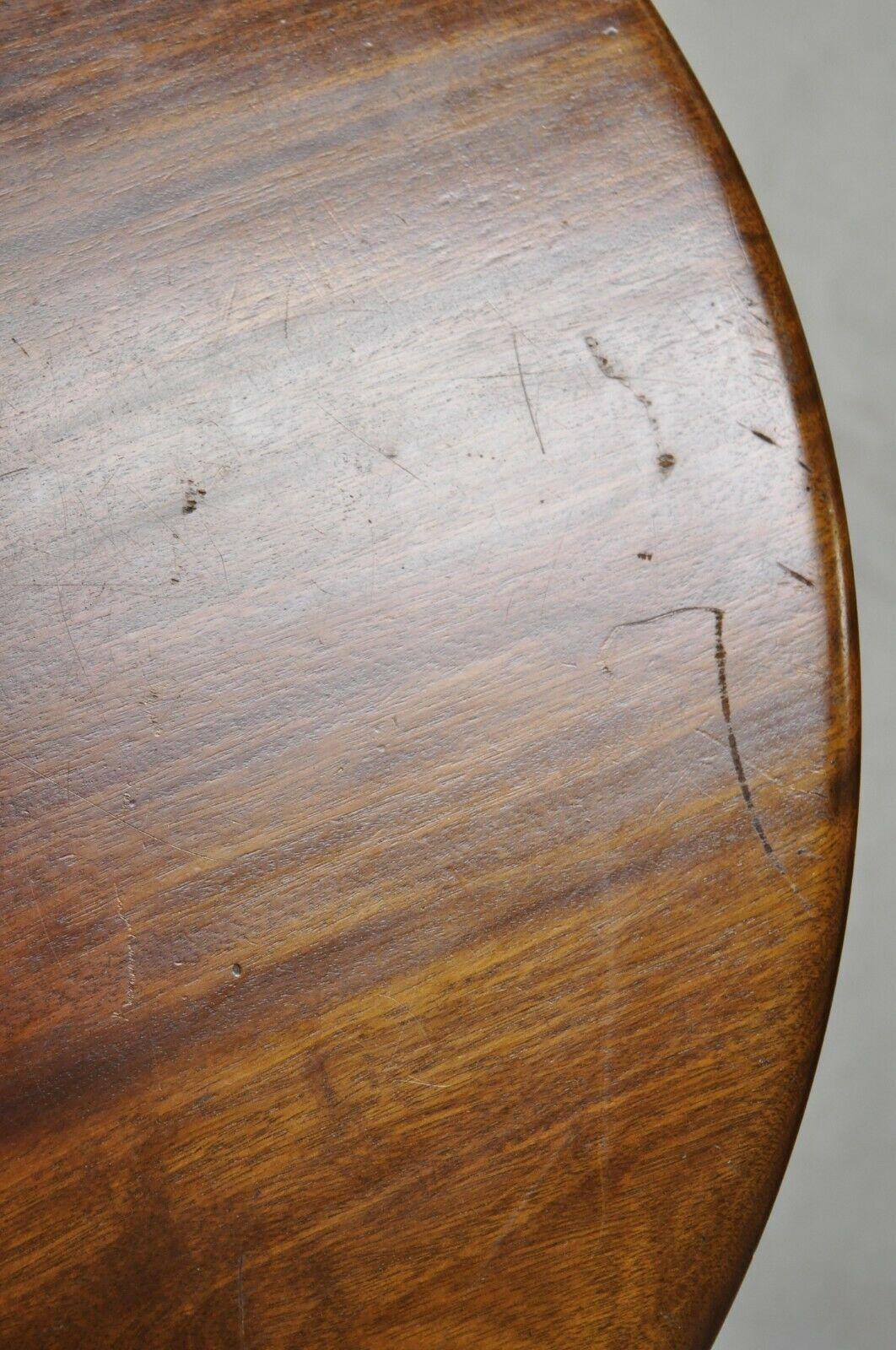 Antique Mahogany Round 2 Tier Sheraton Accent Lamp Side Table 2