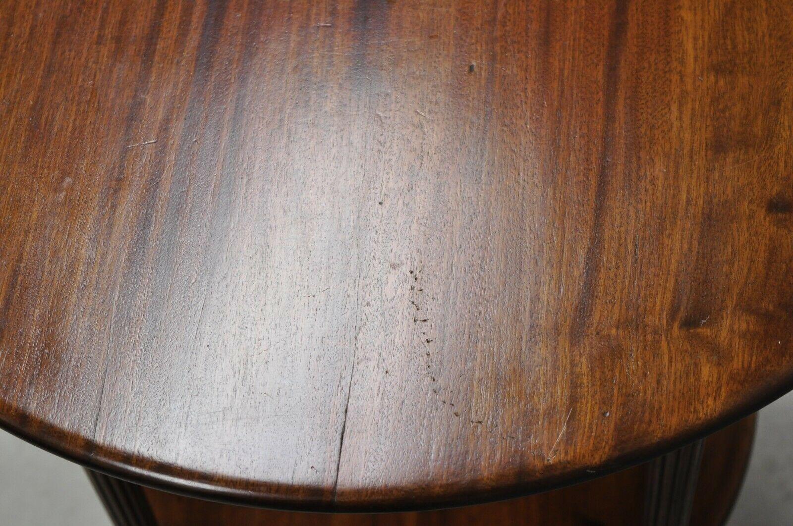 Antique Mahogany Round 2 Tier Sheraton Accent Lamp Side Table 3