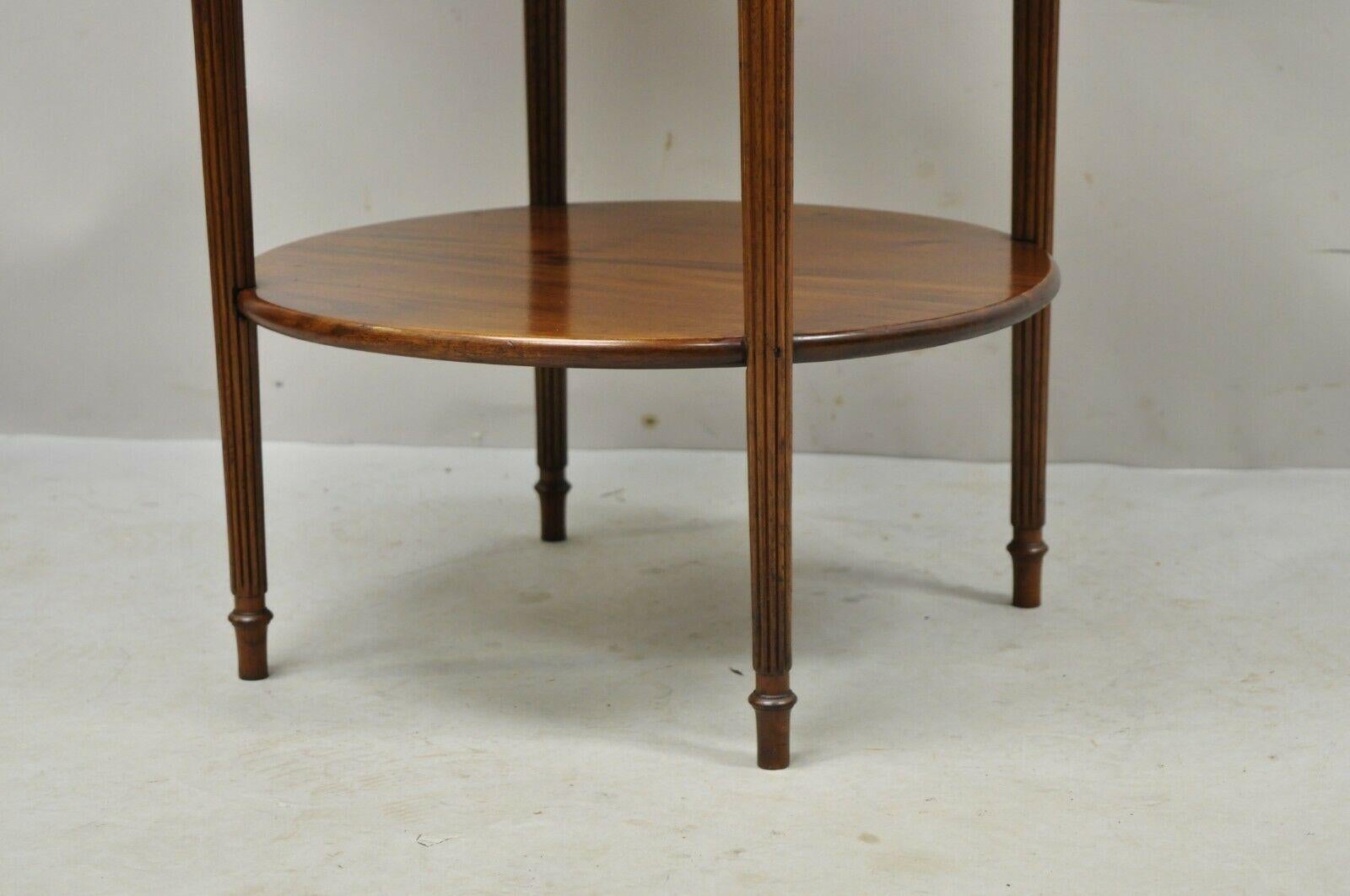 Antique Mahogany Round 2 Tier Sheraton Accent Lamp Side Table 4