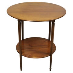 Ancienne table d'appoint Sheraton ronde en acajou à 2 niveaux en forme de lampe