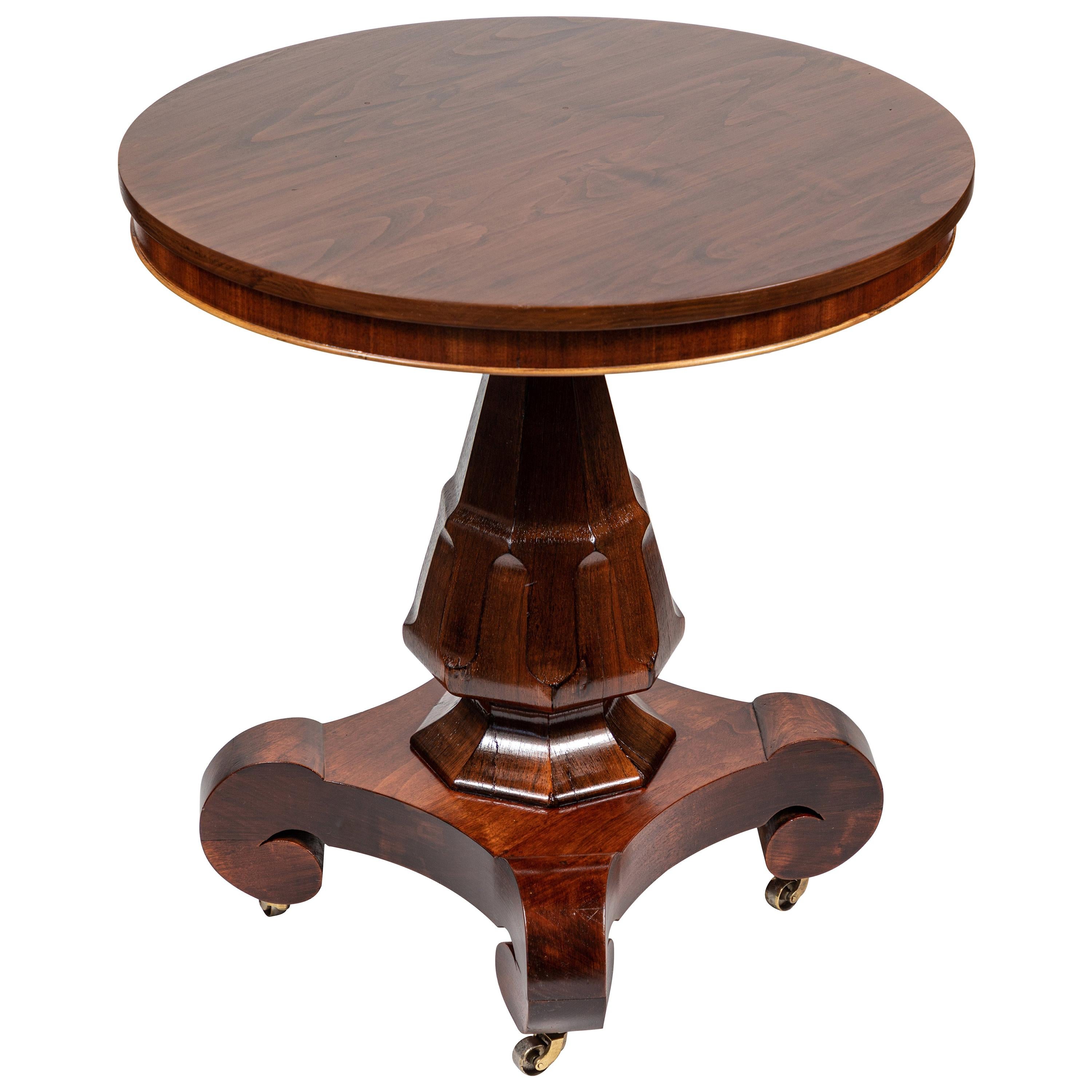 Antique Mahogany Round Pedestal Side Table
