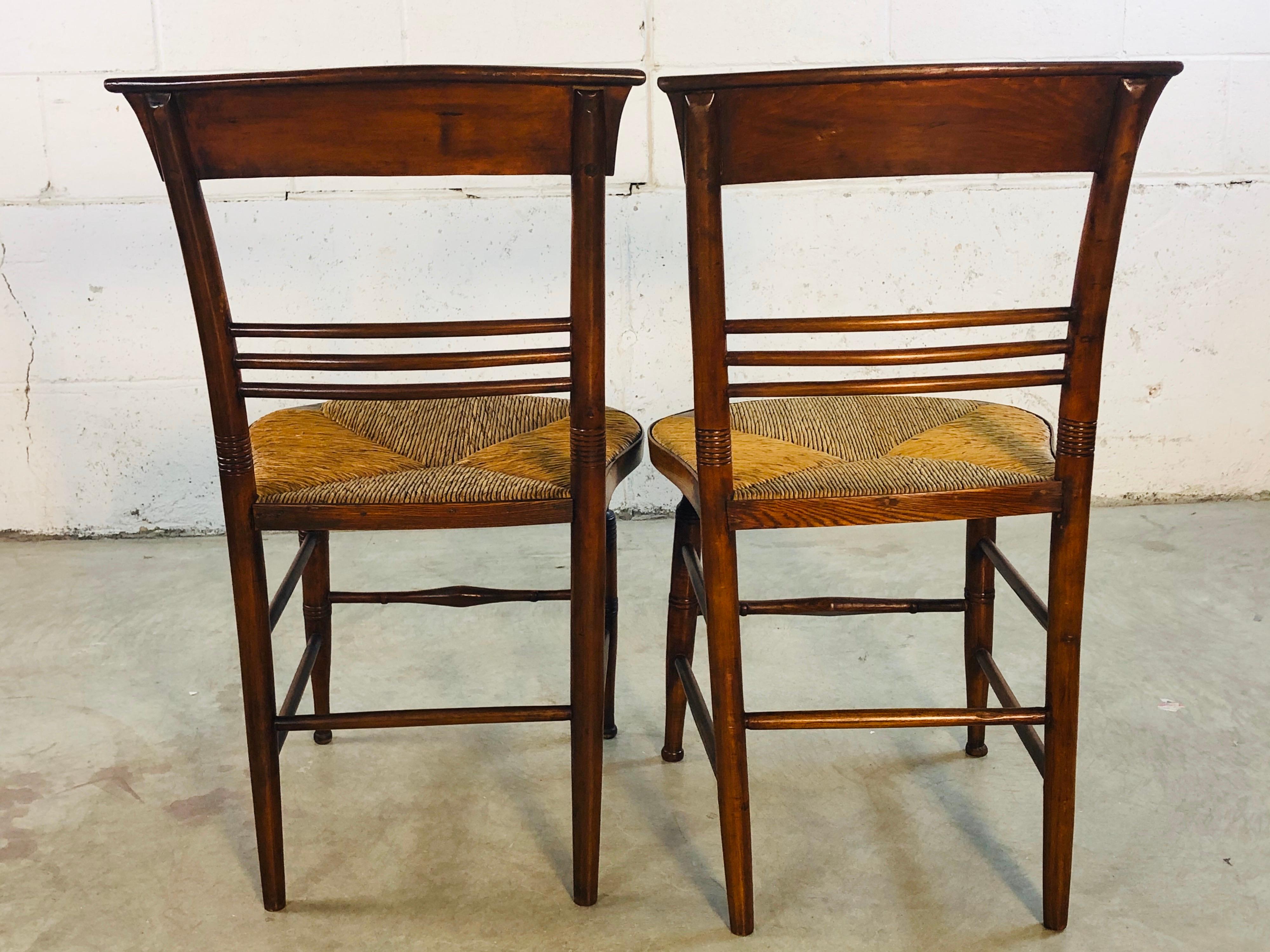 Antique Mahogany Rush Seat Dining Chairs, Set of 6 4