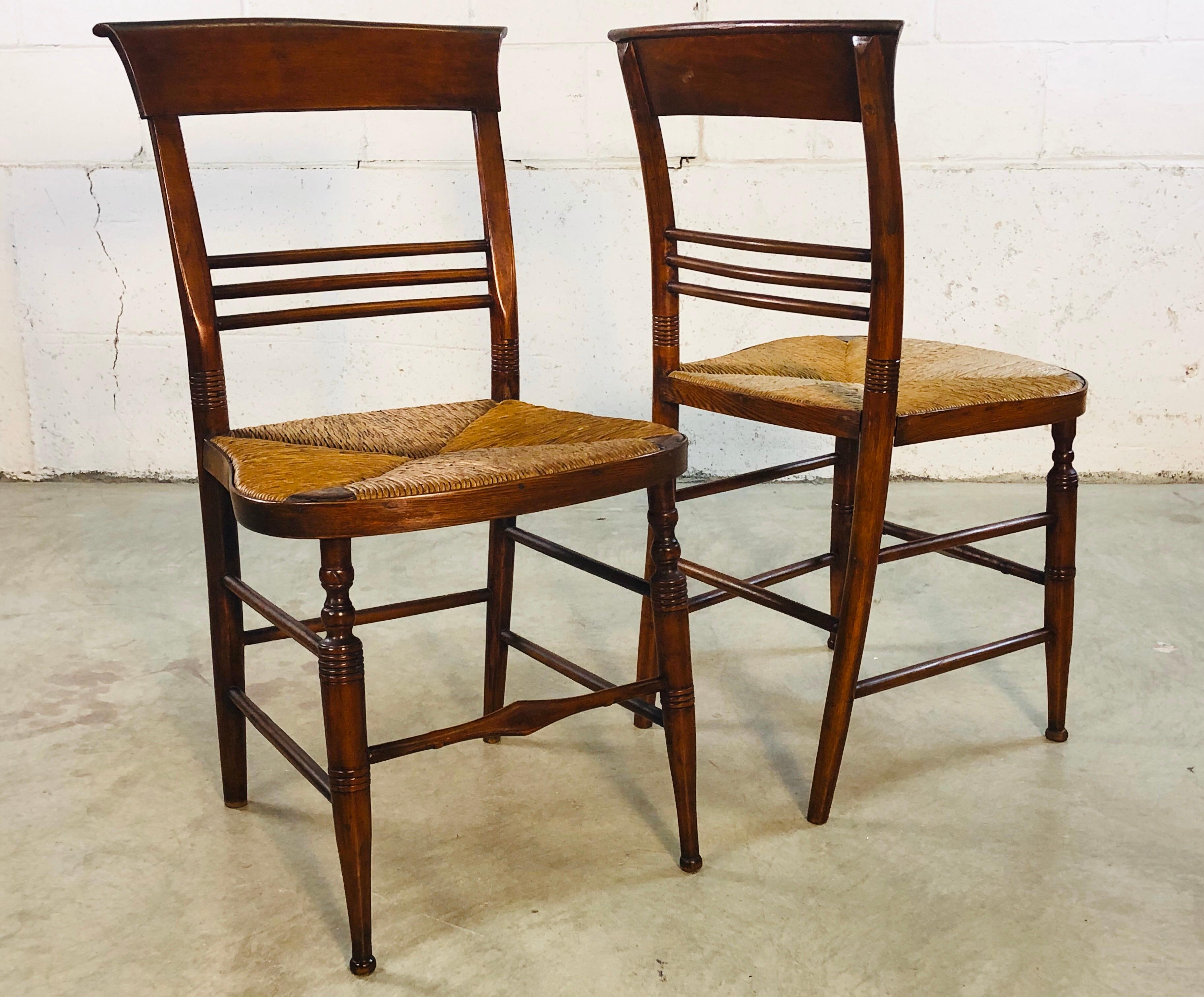 Antique Mahogany Rush Seat Dining Chairs, Set of 6 6