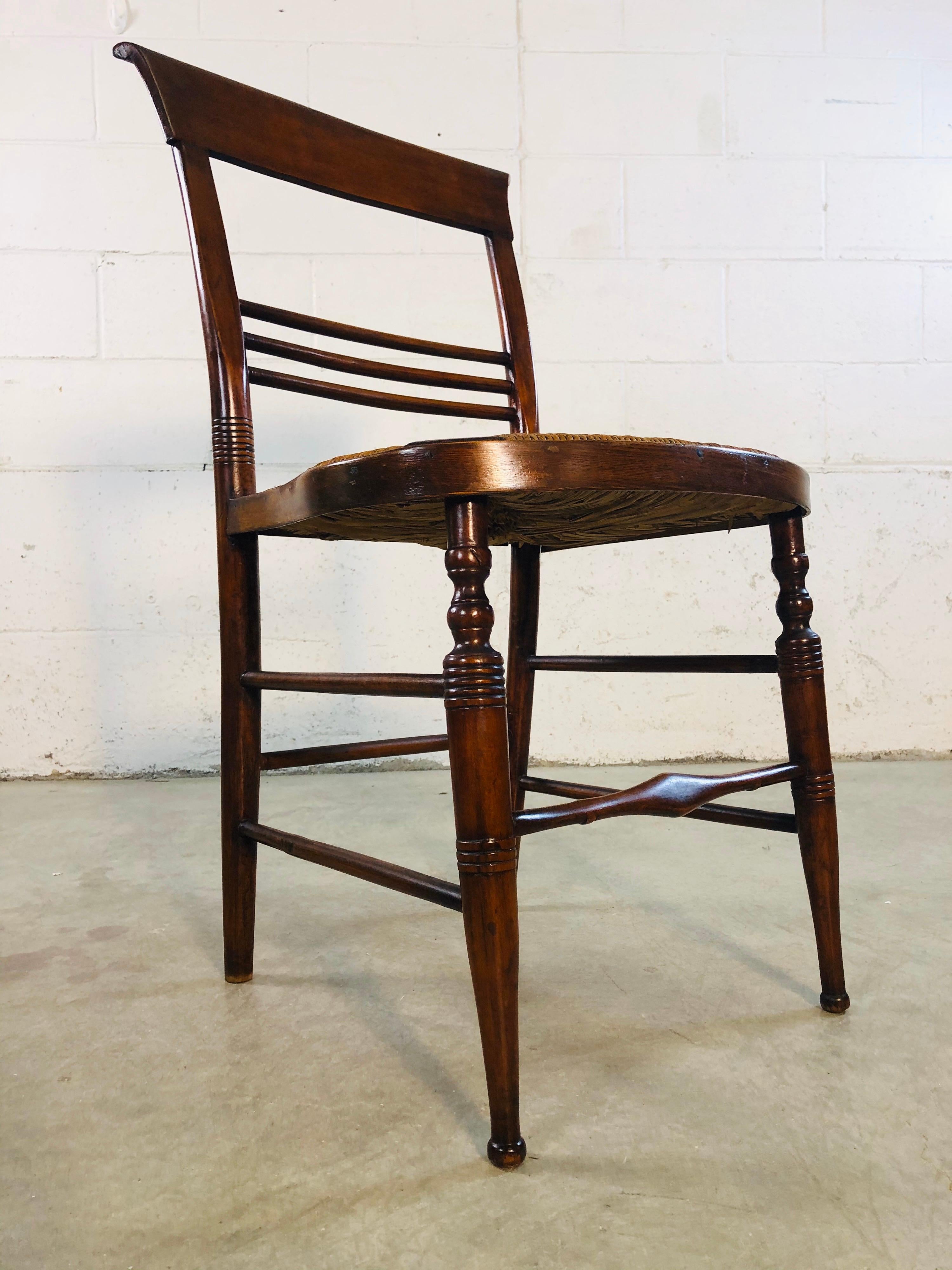 Antique Mahogany Rush Seat Dining Chairs, Set of 6 9
