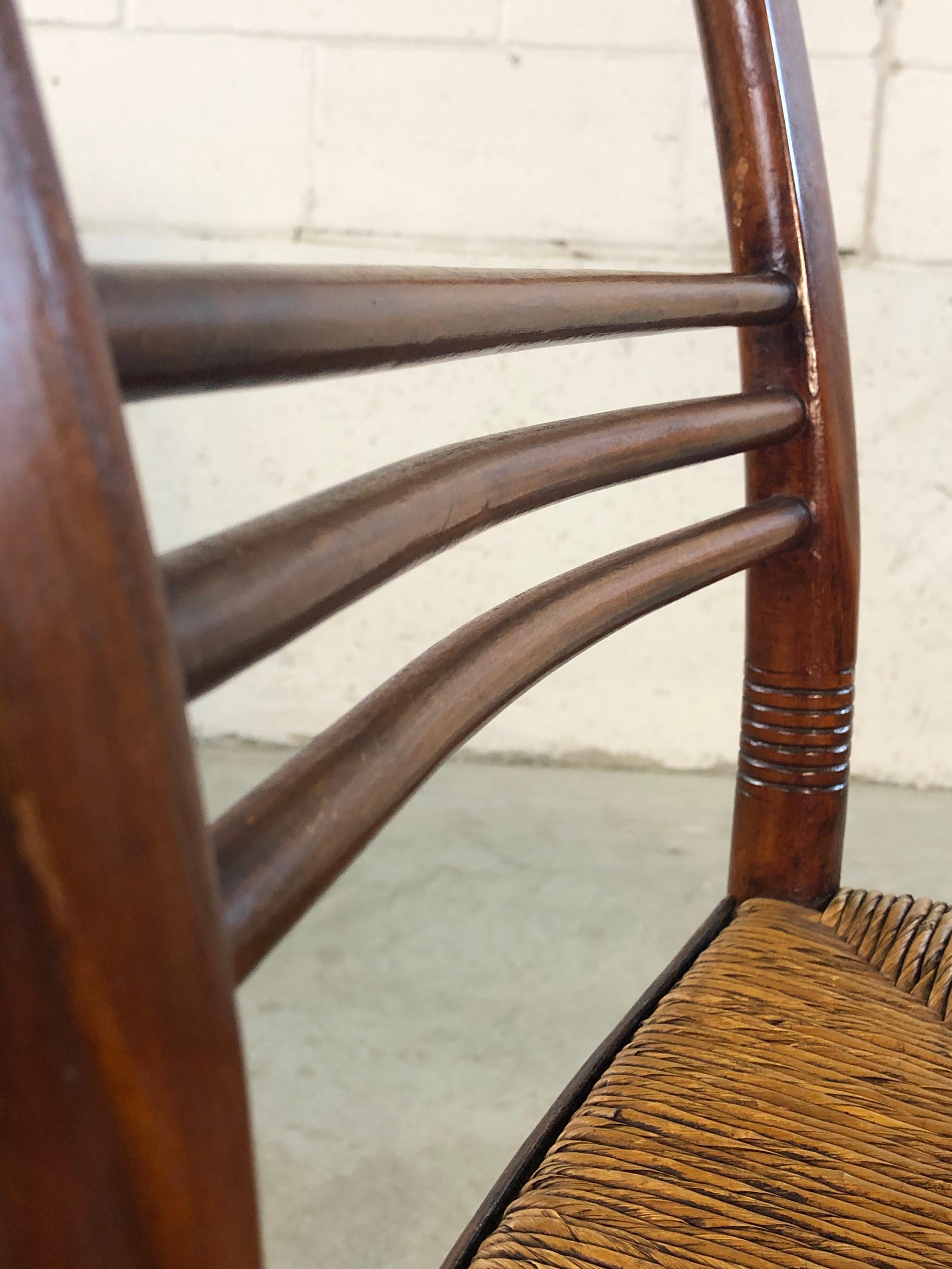 Antique Mahogany Rush Seat Dining Chairs, Set of 6 10