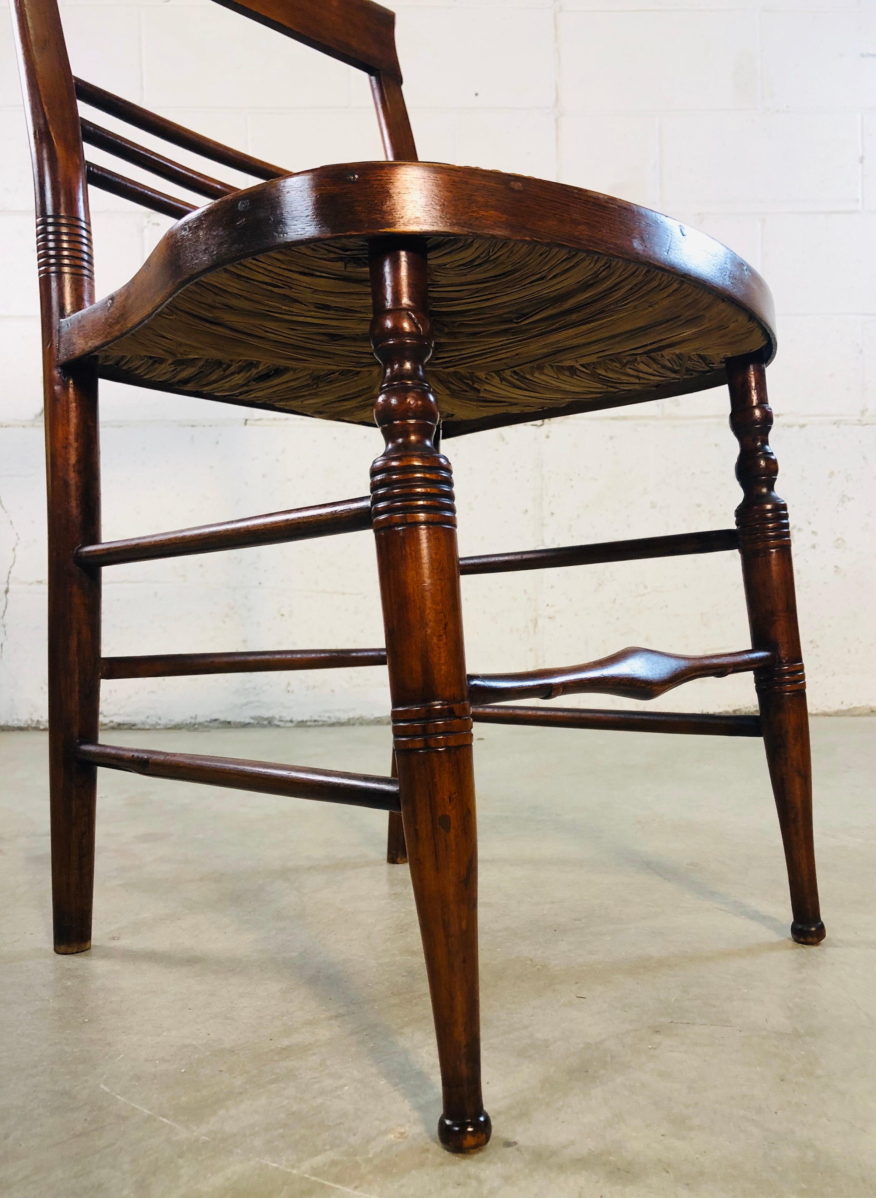 Antique Mahogany Rush Seat Dining Chairs, Set of 6 11