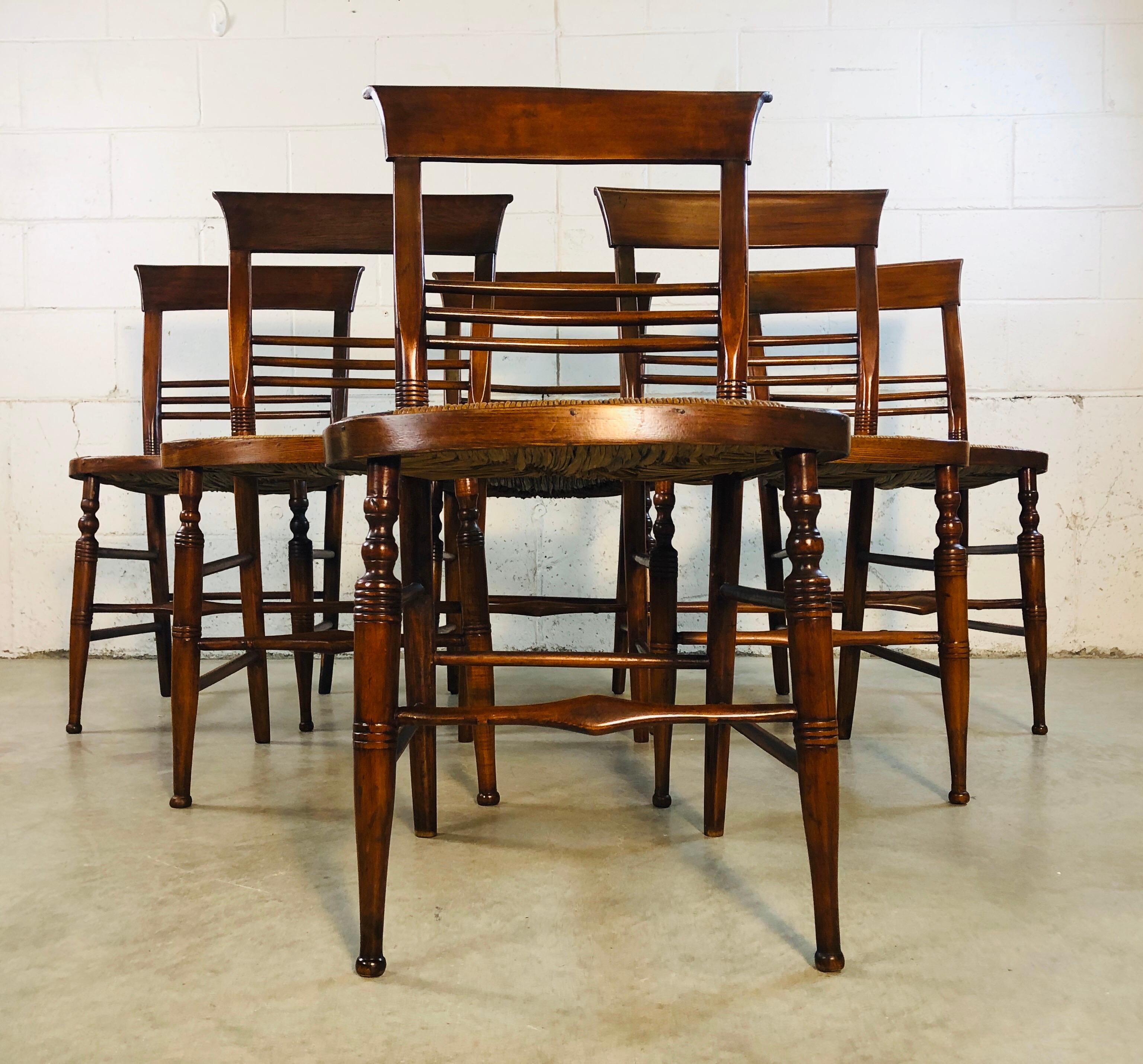 antique dining chairs with rush seat