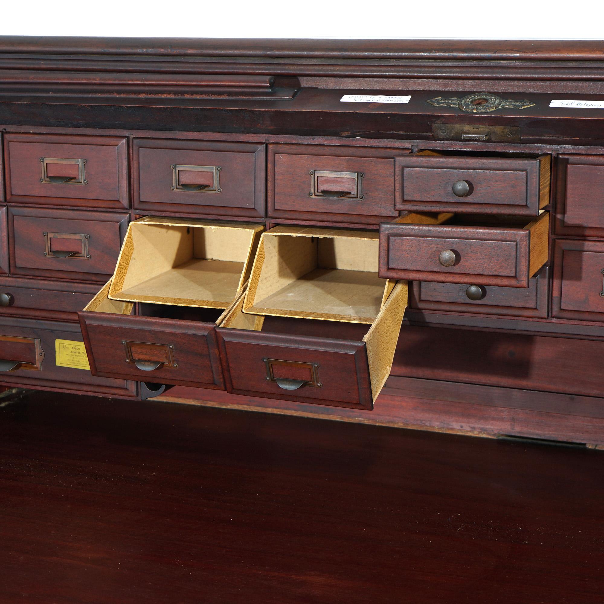 Antique Mahogany S-Roll Top Desk with Full Interior by Gunn, c1900 For Sale 5