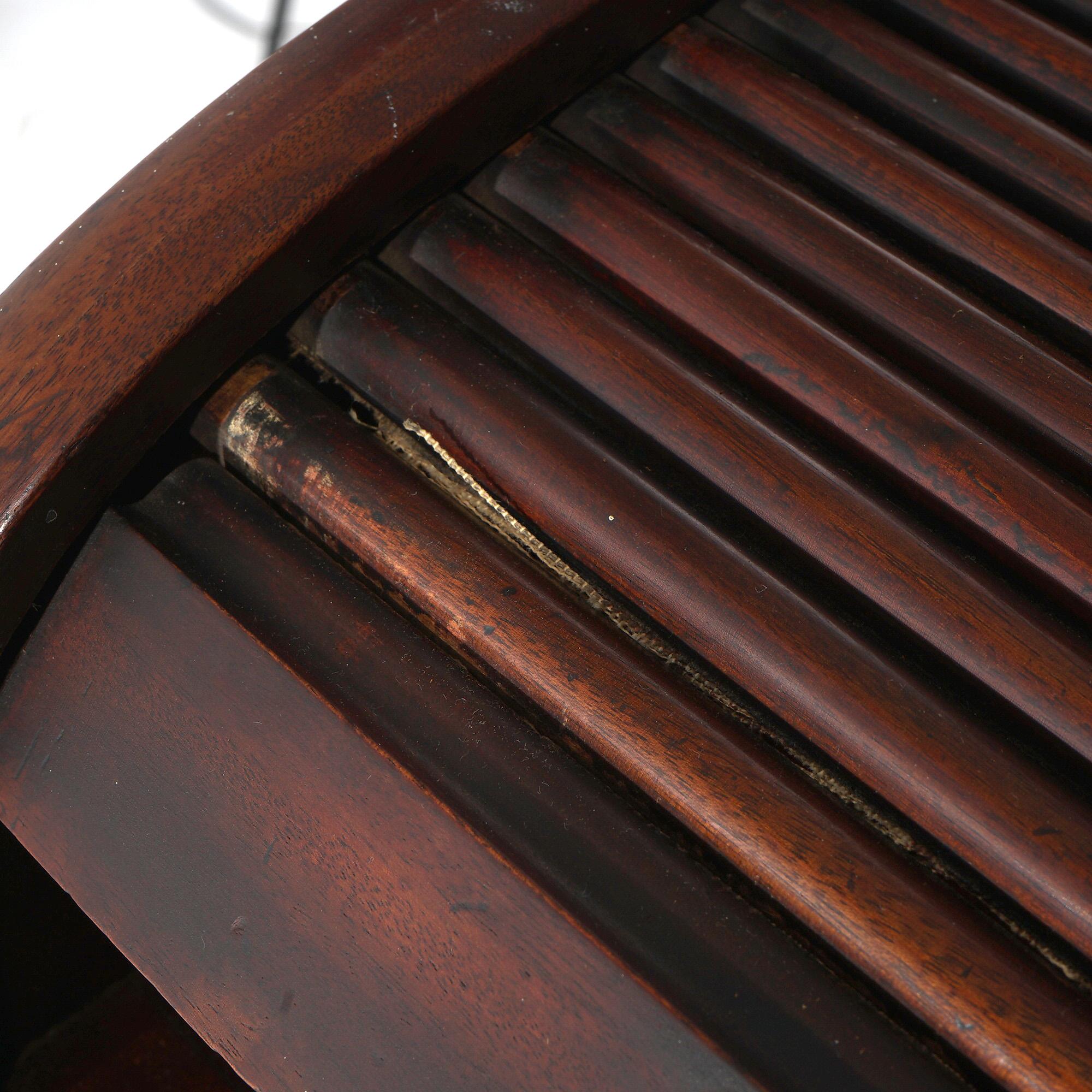 Antique Mahogany S-Roll Top Desk with Full Interior by Gunn, c1900 6