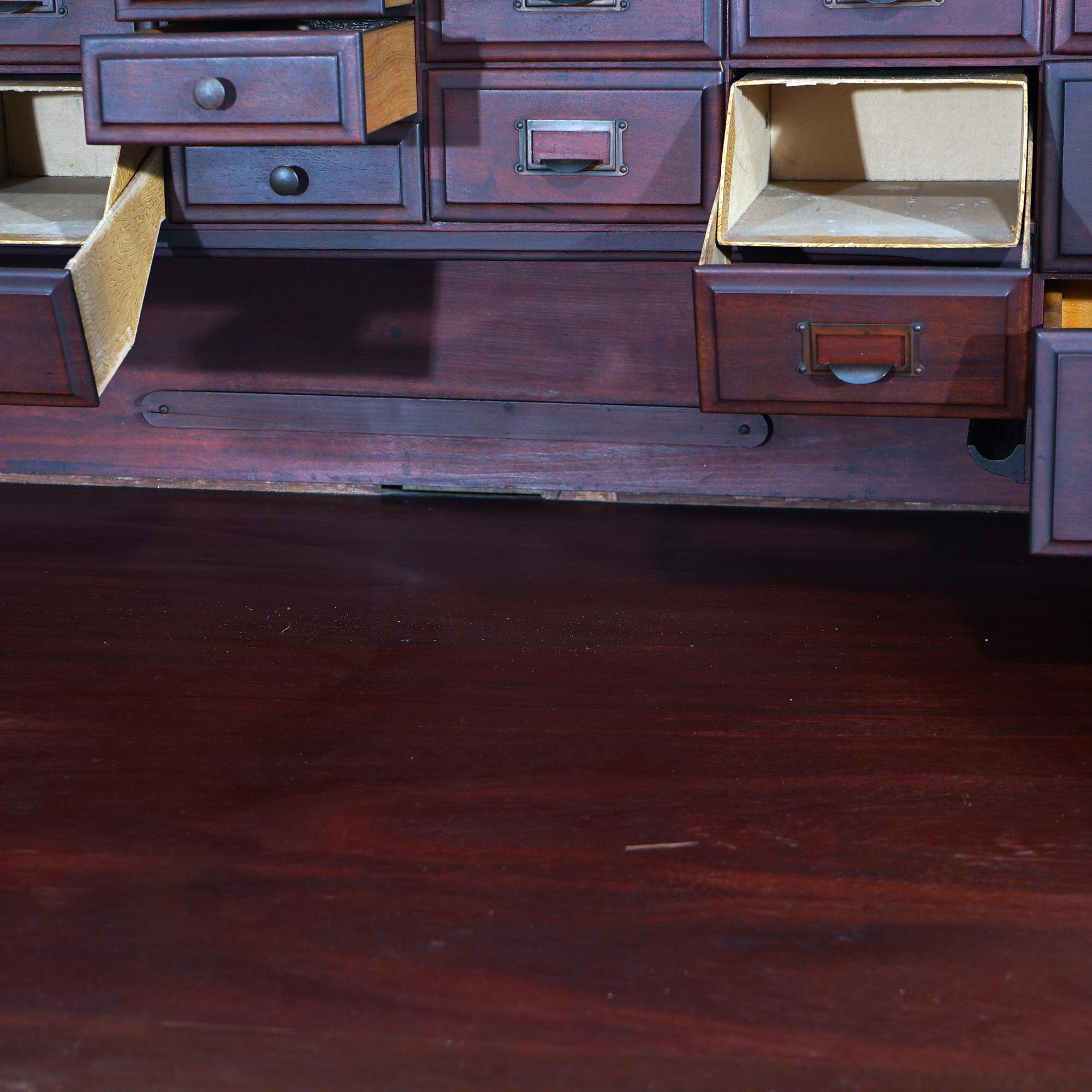 Antique Mahogany S-Roll Top Desk with Full Interior by Gunn, c1900 For Sale 7