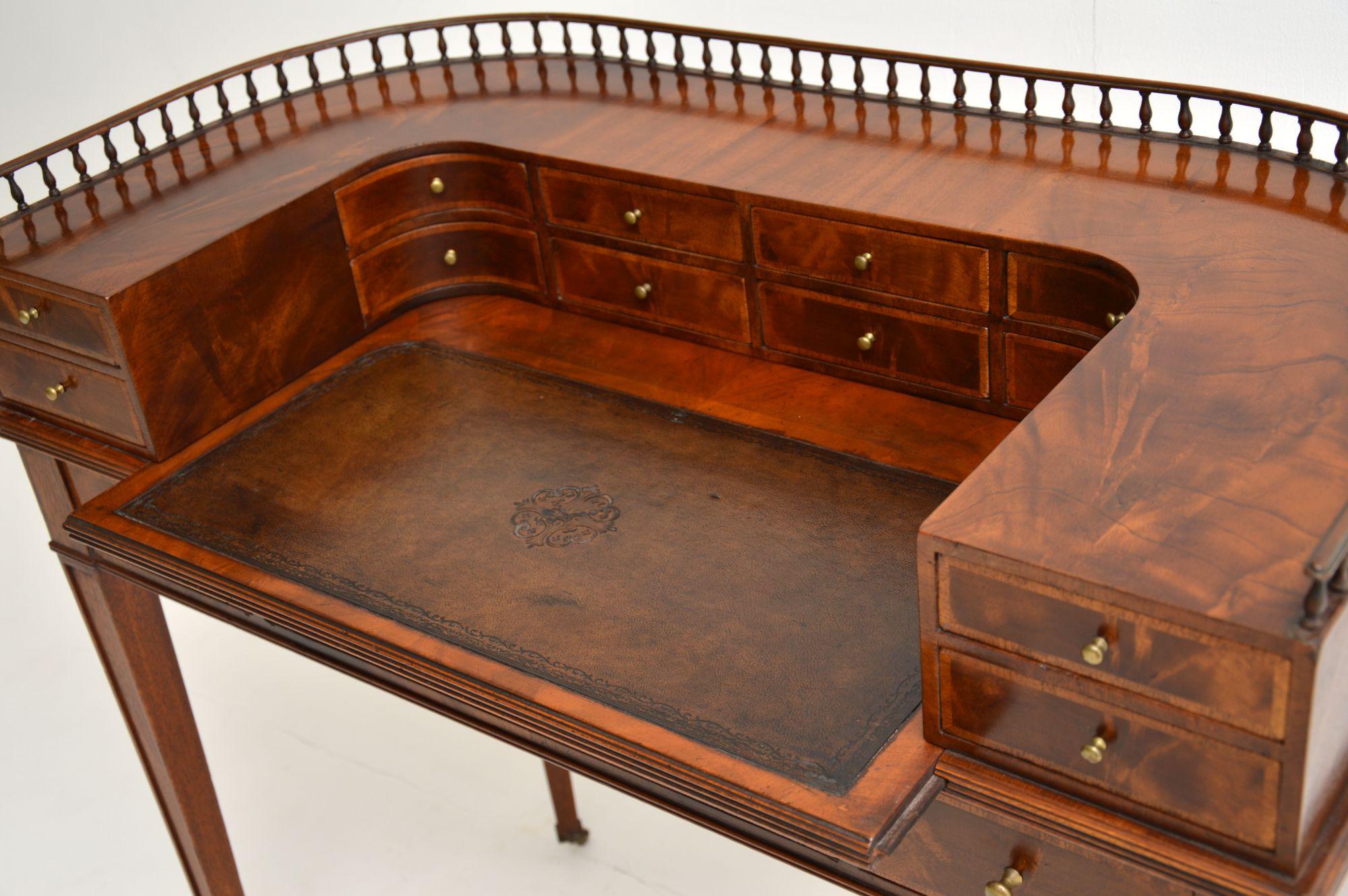 Late 19th Century Antique Mahogany and Satinwood Carlton House Desk
