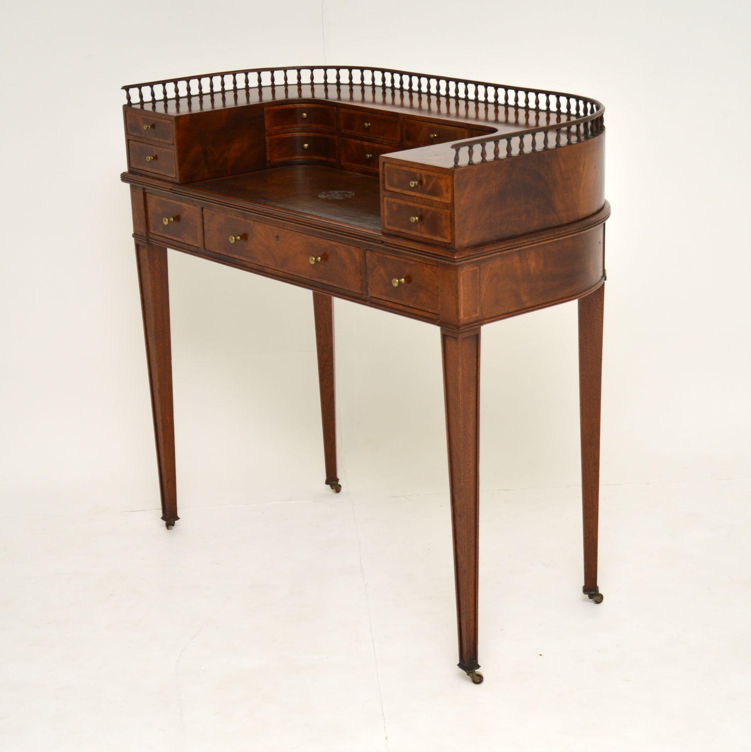 Antique Mahogany and Satinwood Carlton House Desk 1