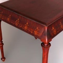Antique Mahogany Satinwood Inlaid Marquetry Regina Music Box Stand, circa 1900