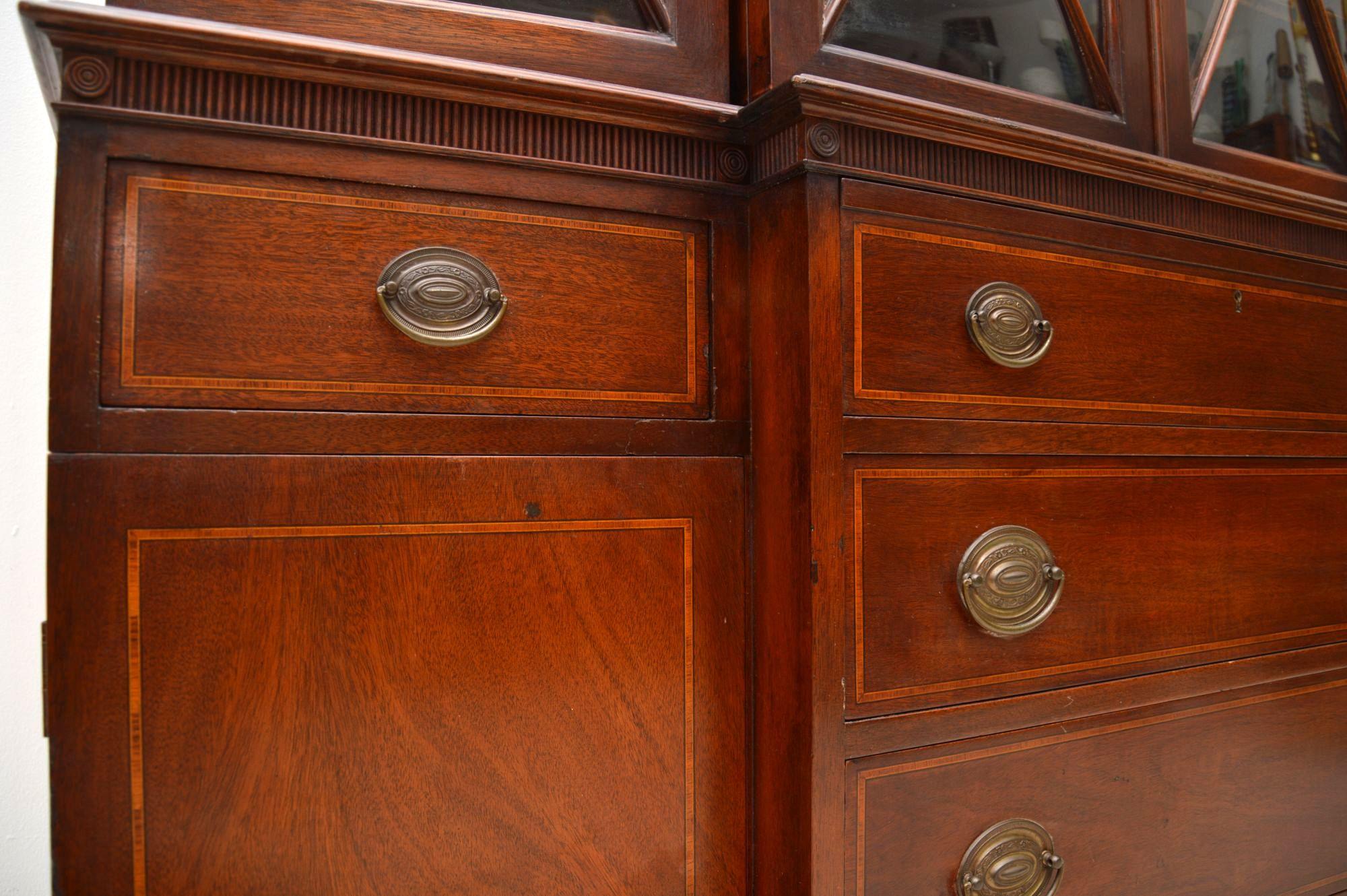 Antique Mahogany Secretaire Breakfront Bookcase 3