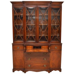Antique Mahogany Secretaire Breakfront Bookcase