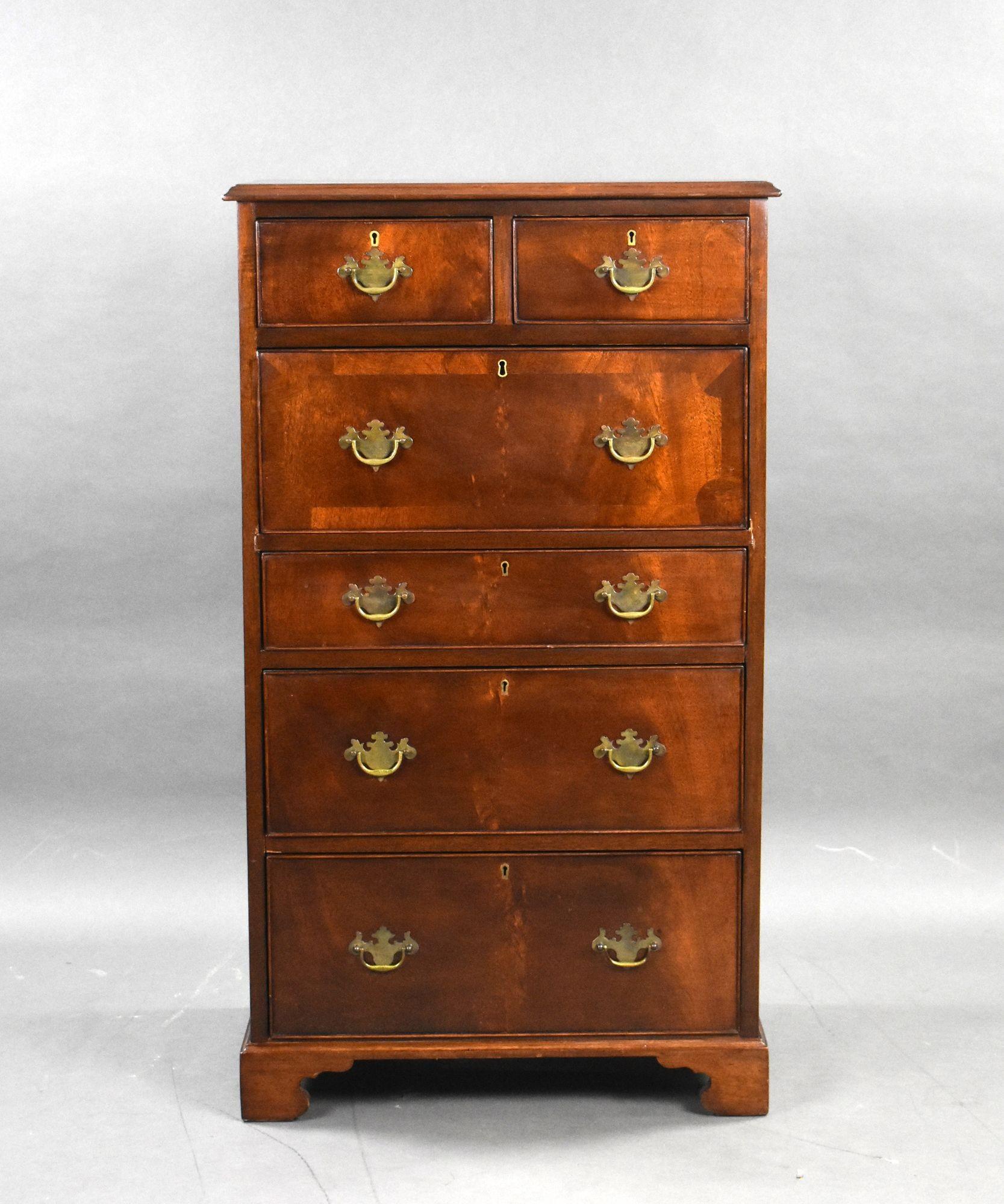 English Antique Mahogany Secretaire Chest For Sale