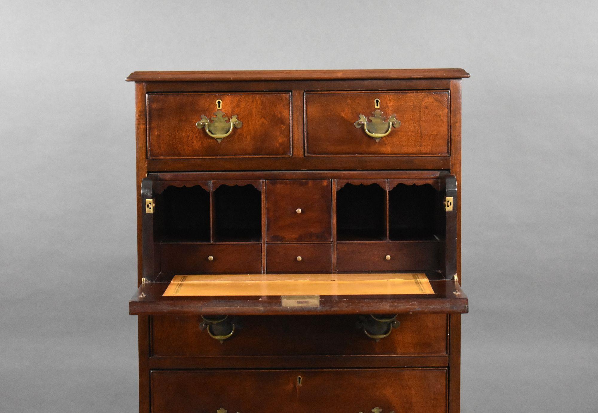 Antique Mahogany Secretaire Chest For Sale 4