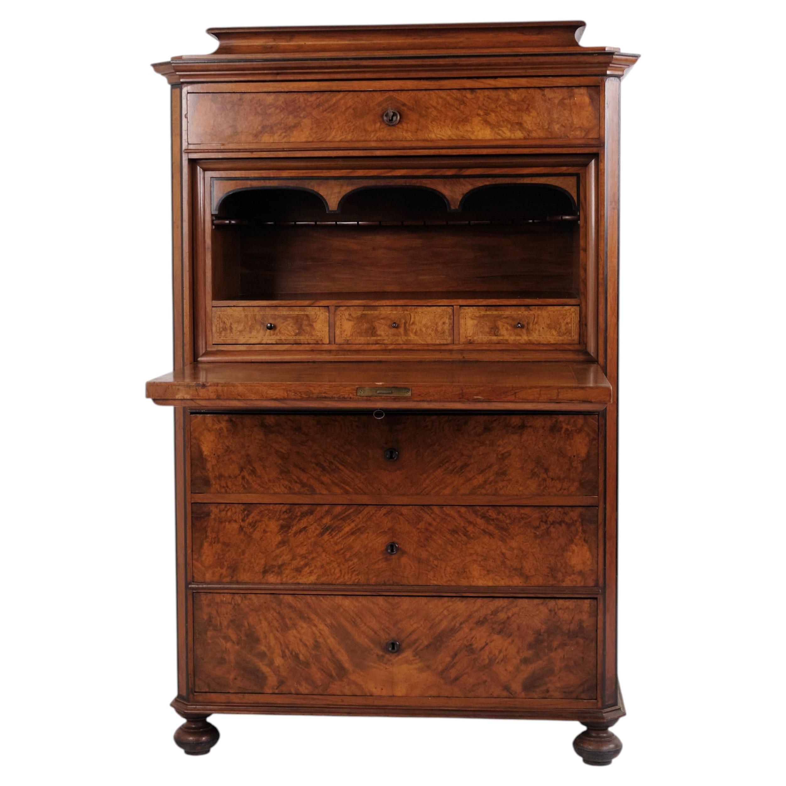 Antique Mahogany Secretaire with 4 Drawers from the 1840s For Sale