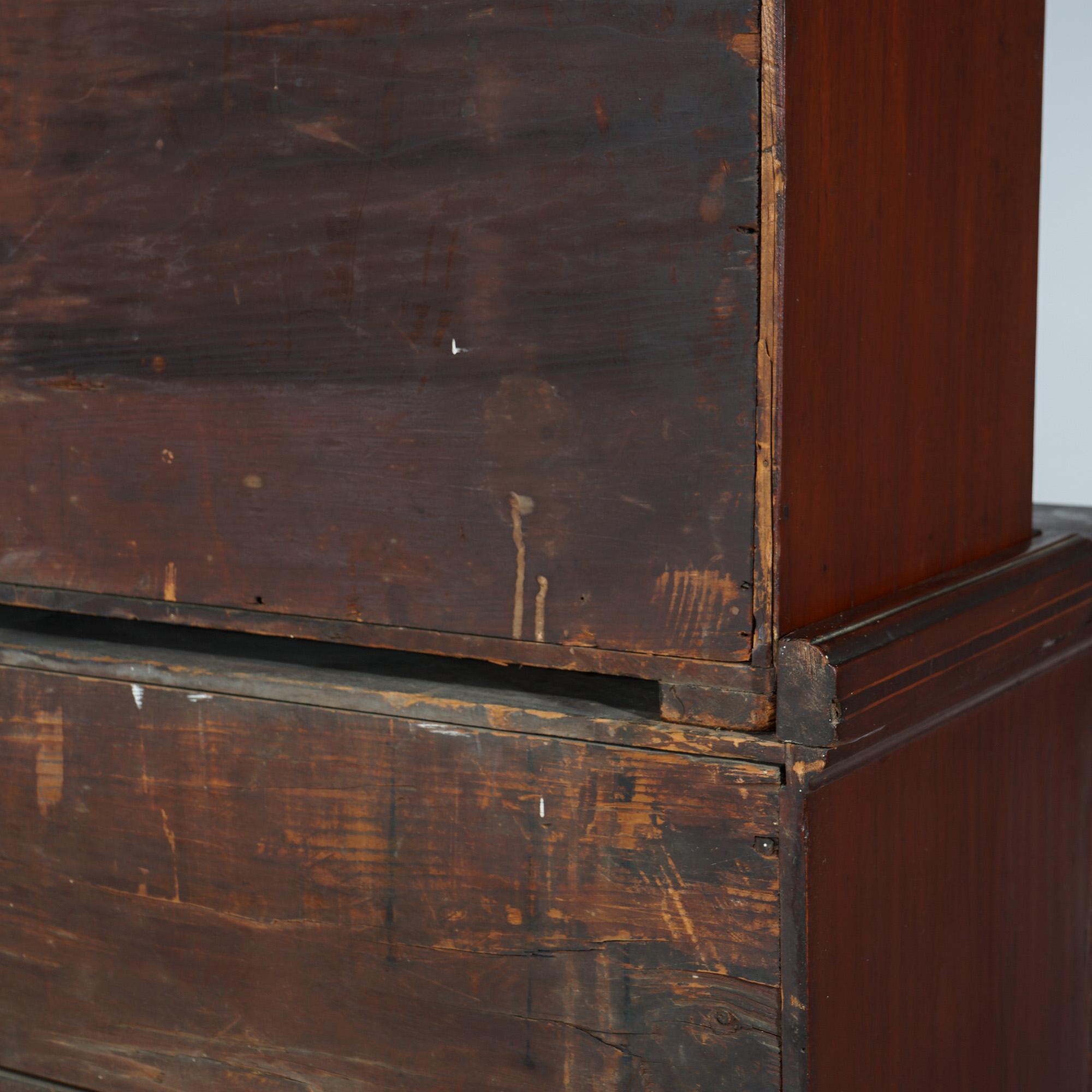 Antique Mahogany Secretary Mullioned Bookcase with Tambour Doors c1800 11