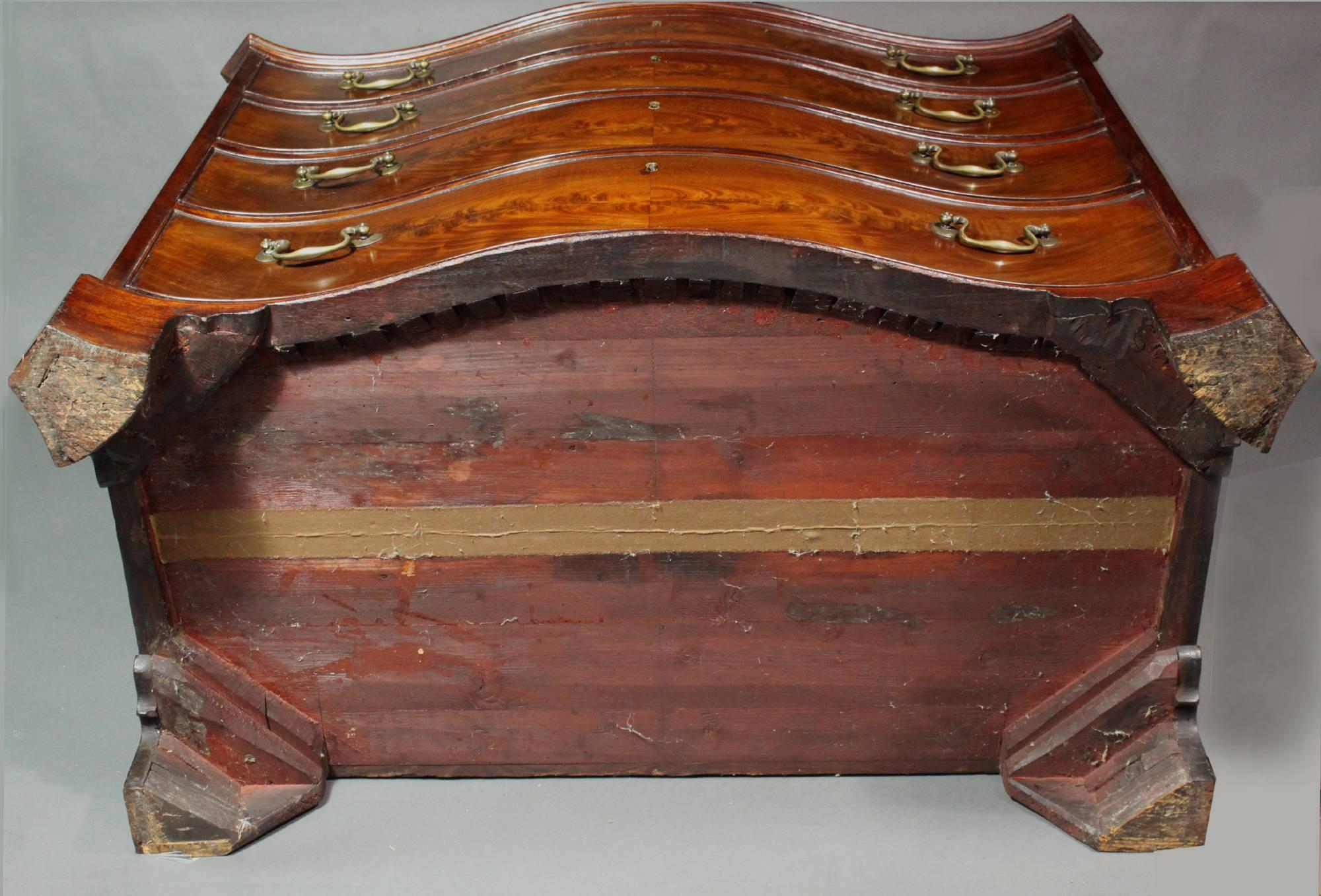 Chippendale Antique Mahogany Serpentine Chest