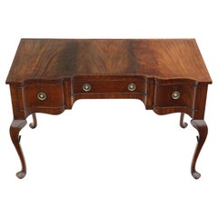 Antique Mahogany Serpentine Fronted Desk Writing Dressing Table