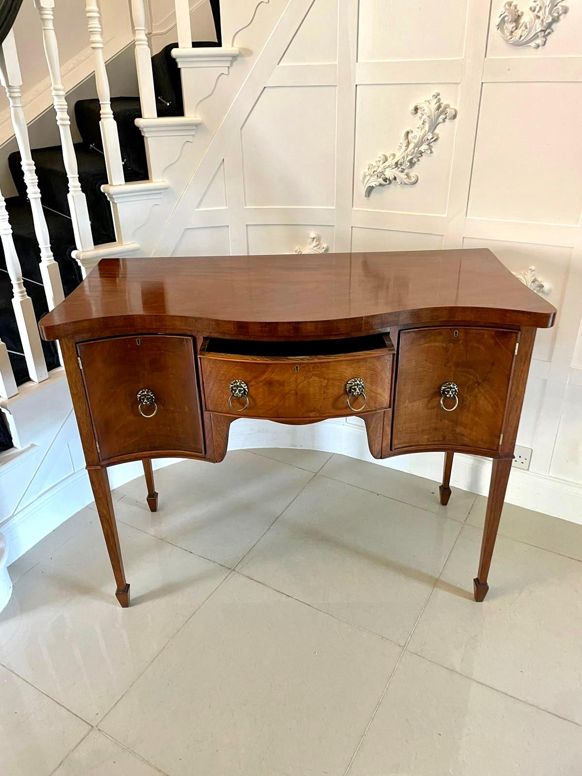 20th Century Antique Mahogany Serpentine Shaped Sideboard For Sale
