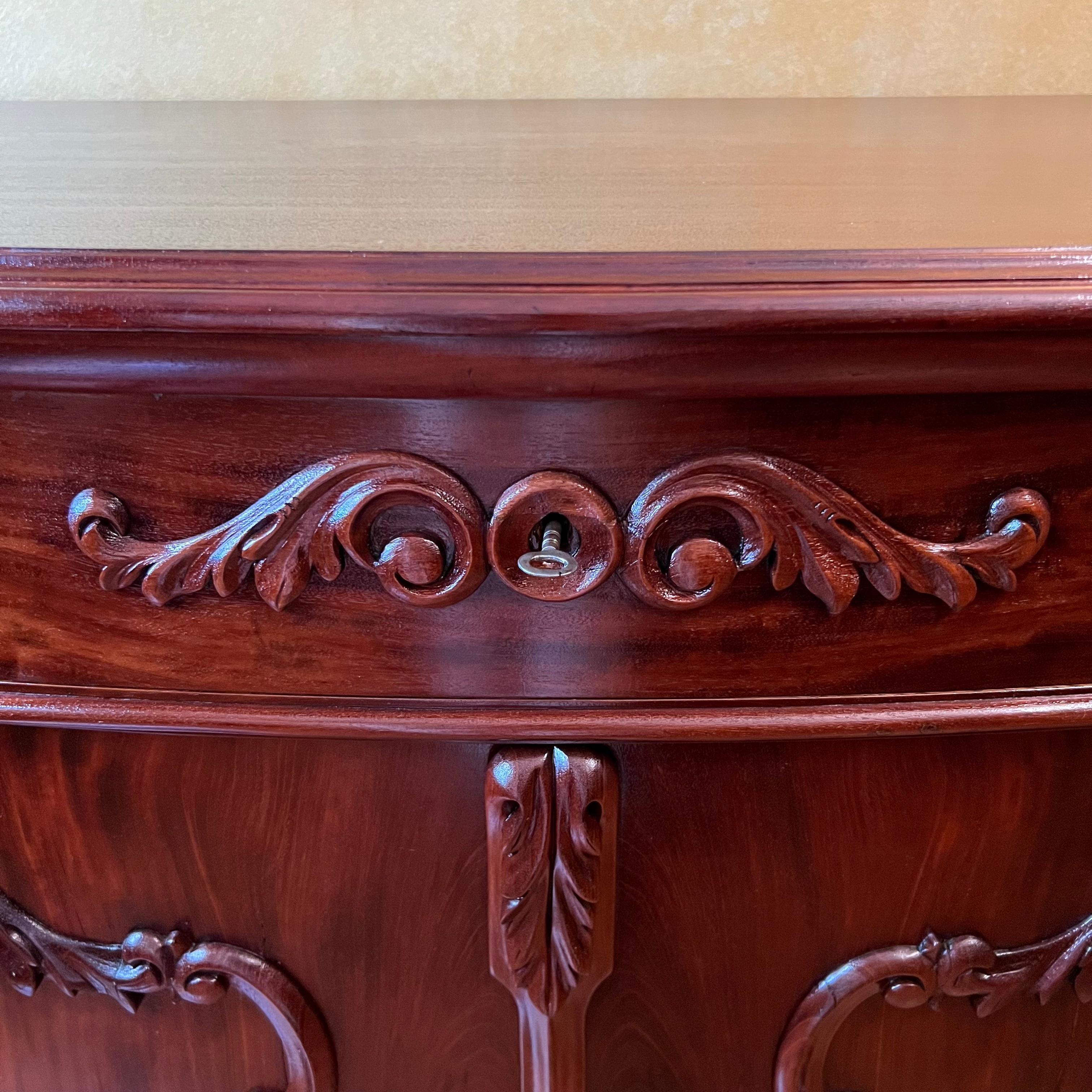 19th Century Antique Mahogany Serpentine Sideboard For Sale