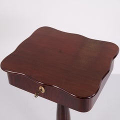 Antique Mahogany Sewing Table or Lamp Table with Column Base & Lock 20th Century