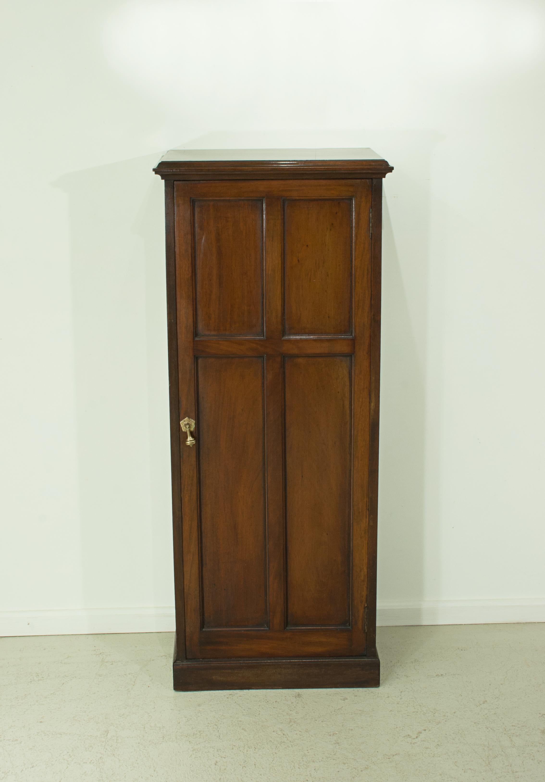British Antique Mahogany Shoe Cabinet of Good Proportions and Paneled Door