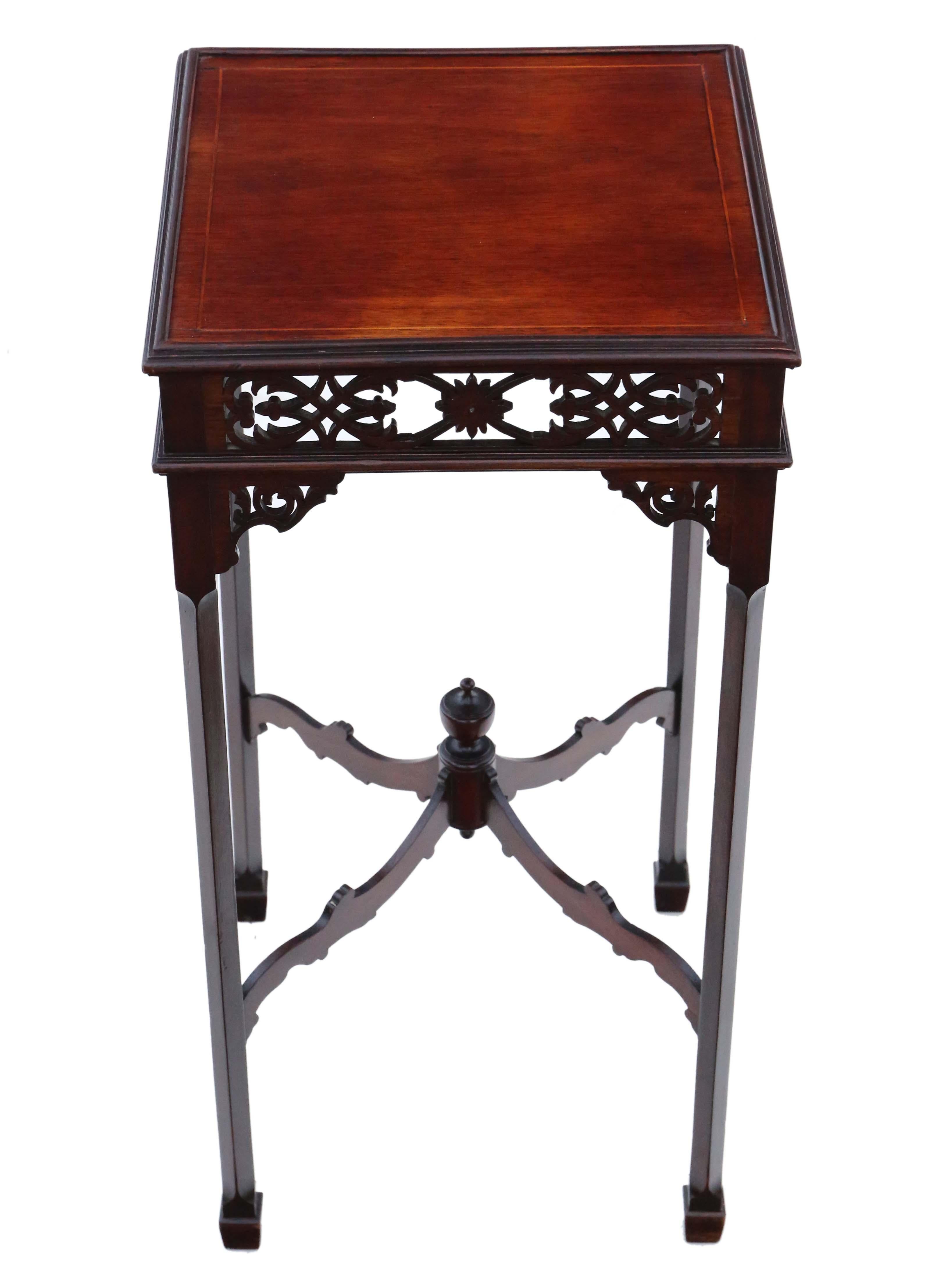 Antique mahogany side occasional pedestal table stand C1920 In Good Condition For Sale In Wisbech, Cambridgeshire