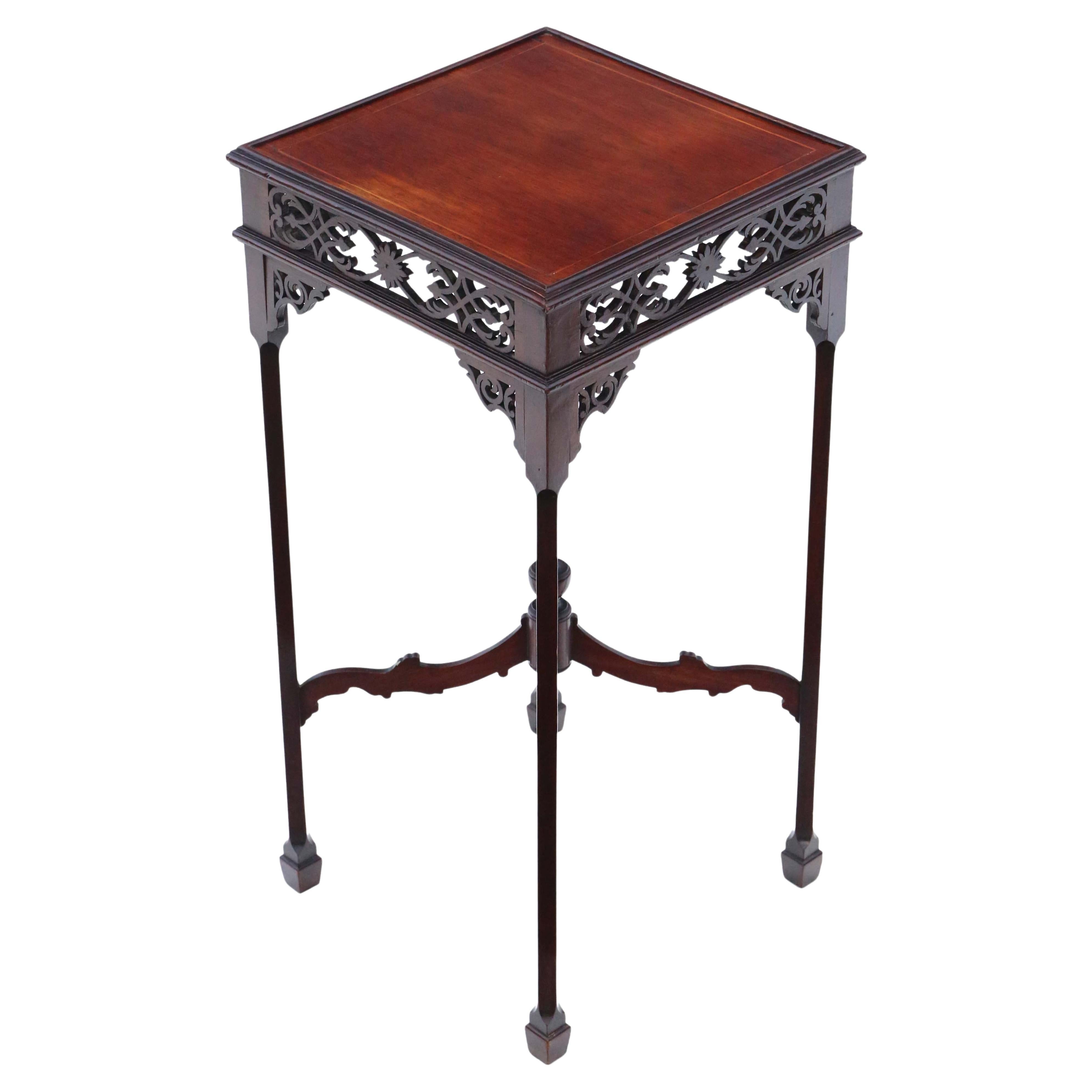 Antigua mesa auxiliar de caoba con pedestal C1920