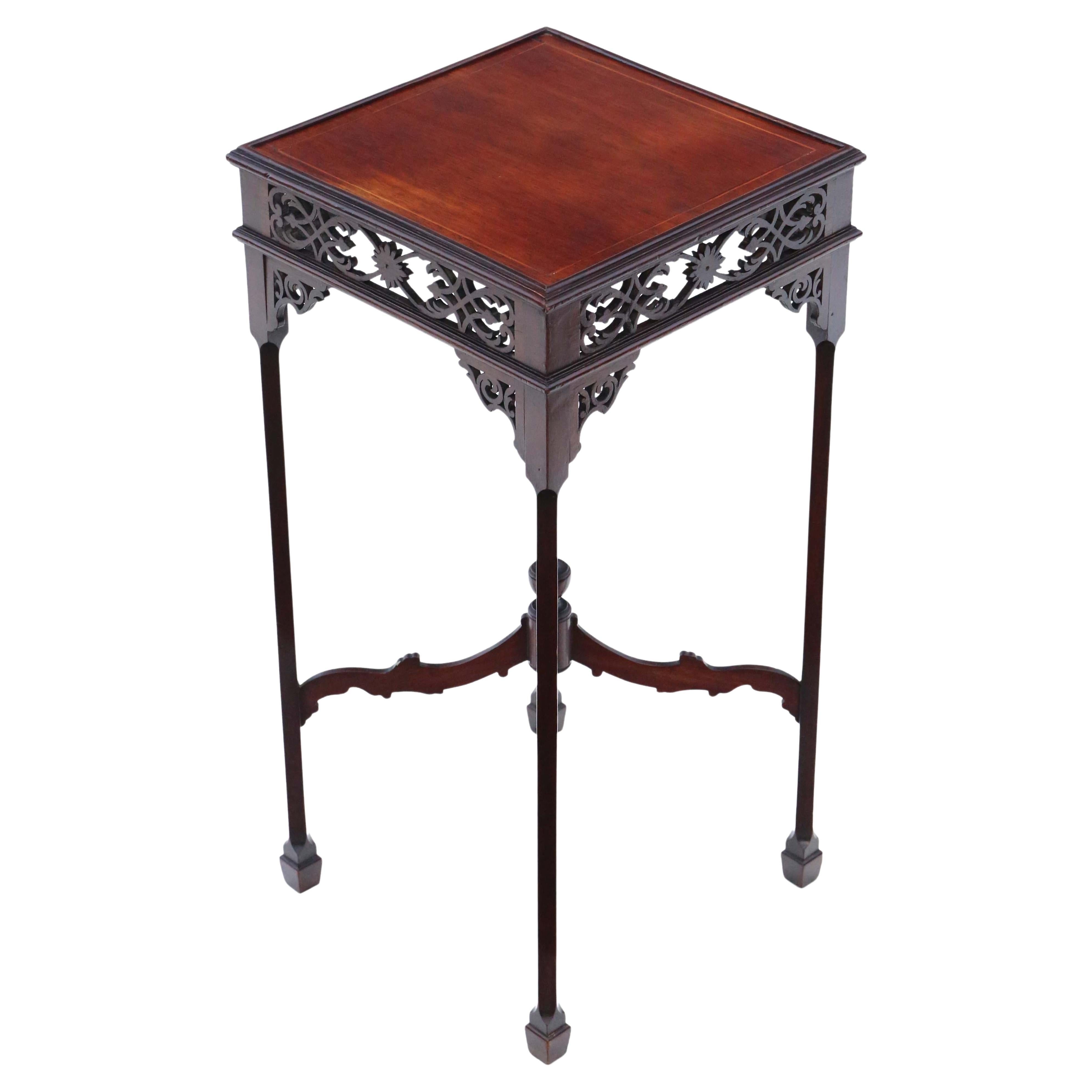 Antique mahogany side occasional pedestal table stand C1920 For Sale