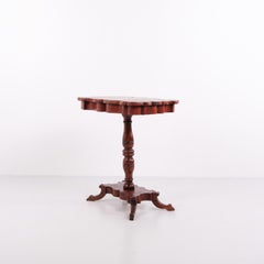 Antique Mahogany Side Table with Turned Pedestal Base and Profiled Top