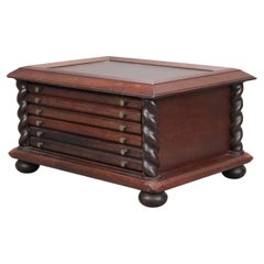 Antique Mahogany Six Drawer Watch Case with Rope Twist Columns C1910