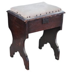 Antique Mahogany Slipper Storage Bench Trunk Footstool Ottoman Rest