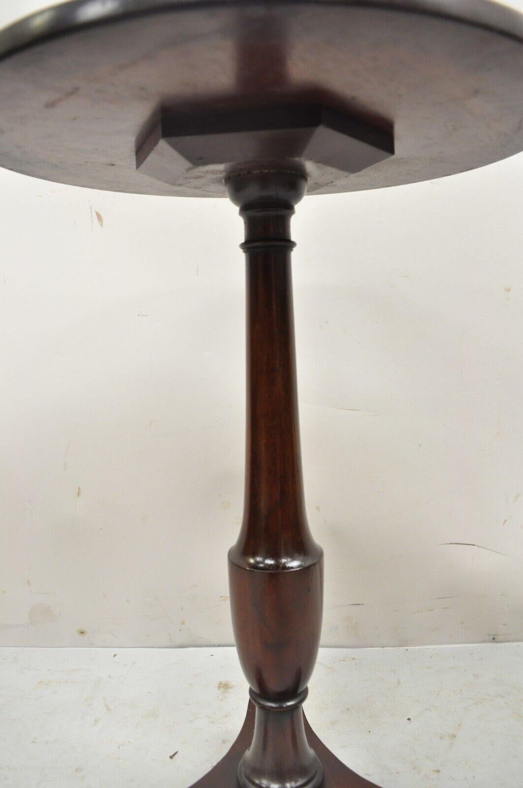 Antique Mahogany Small Empire Pedestal Base Round Accent Side Table 1