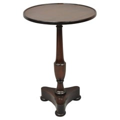 Antique Mahogany Small Empire Pedestal Base Round Accent Side Table