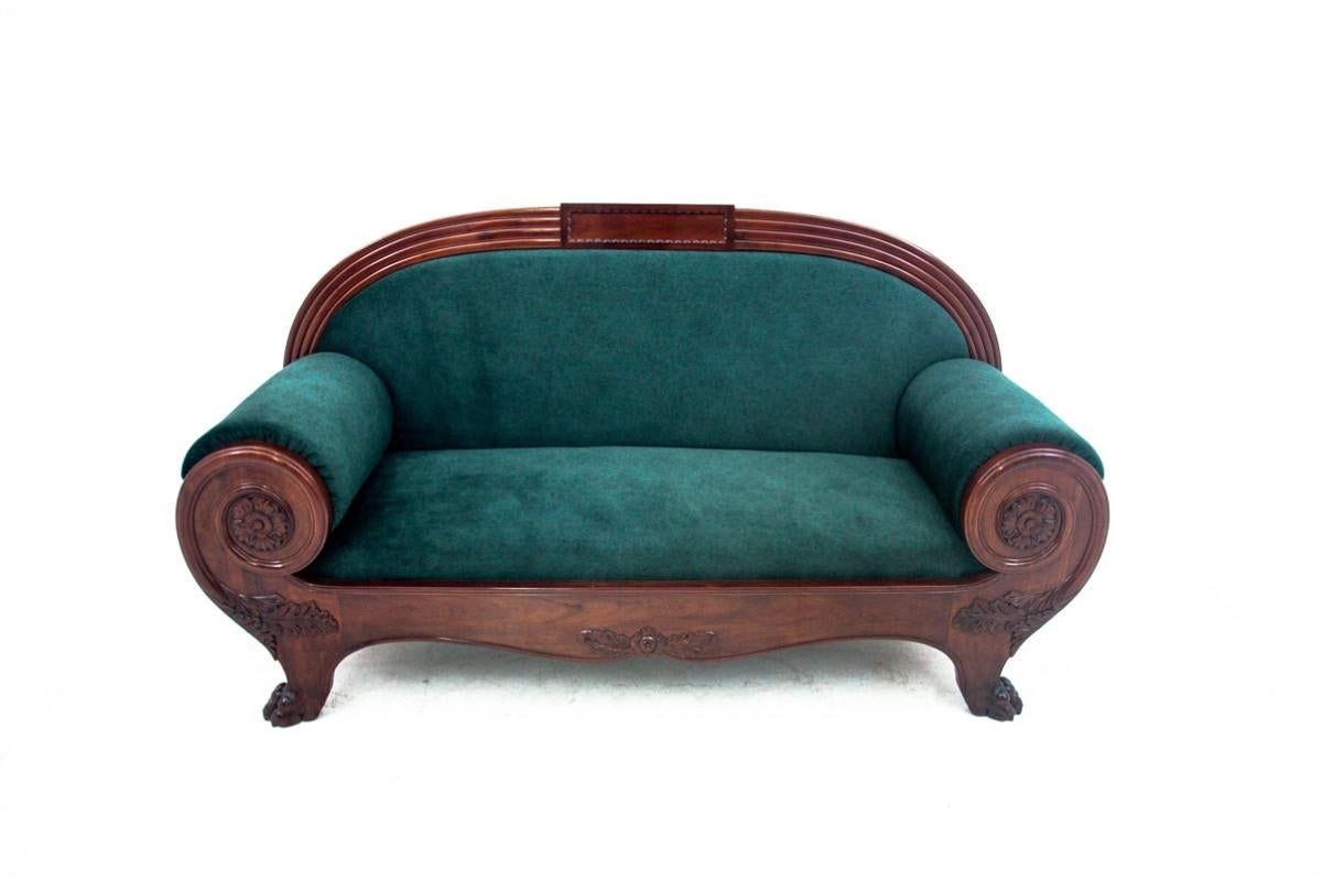 Biedermeier Antique mahogany sofa from Northern Europe, around 1880.