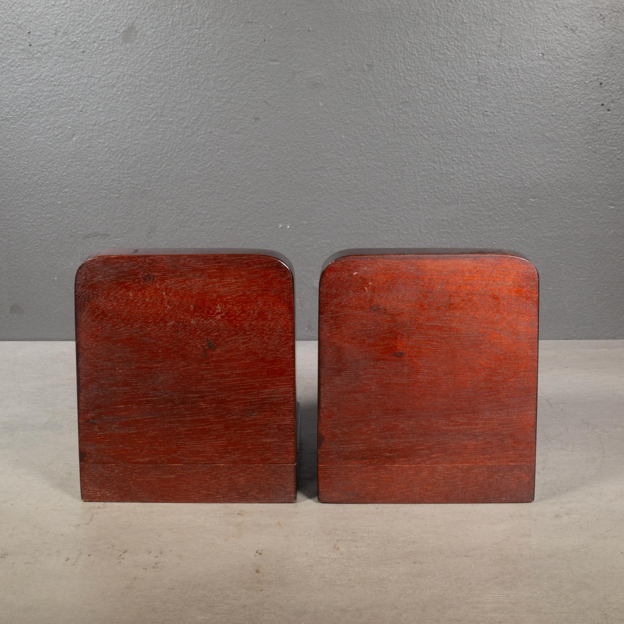 Antique Mahogany Sphere Bookends c.1930-1950 In Good Condition For Sale In San Francisco, CA