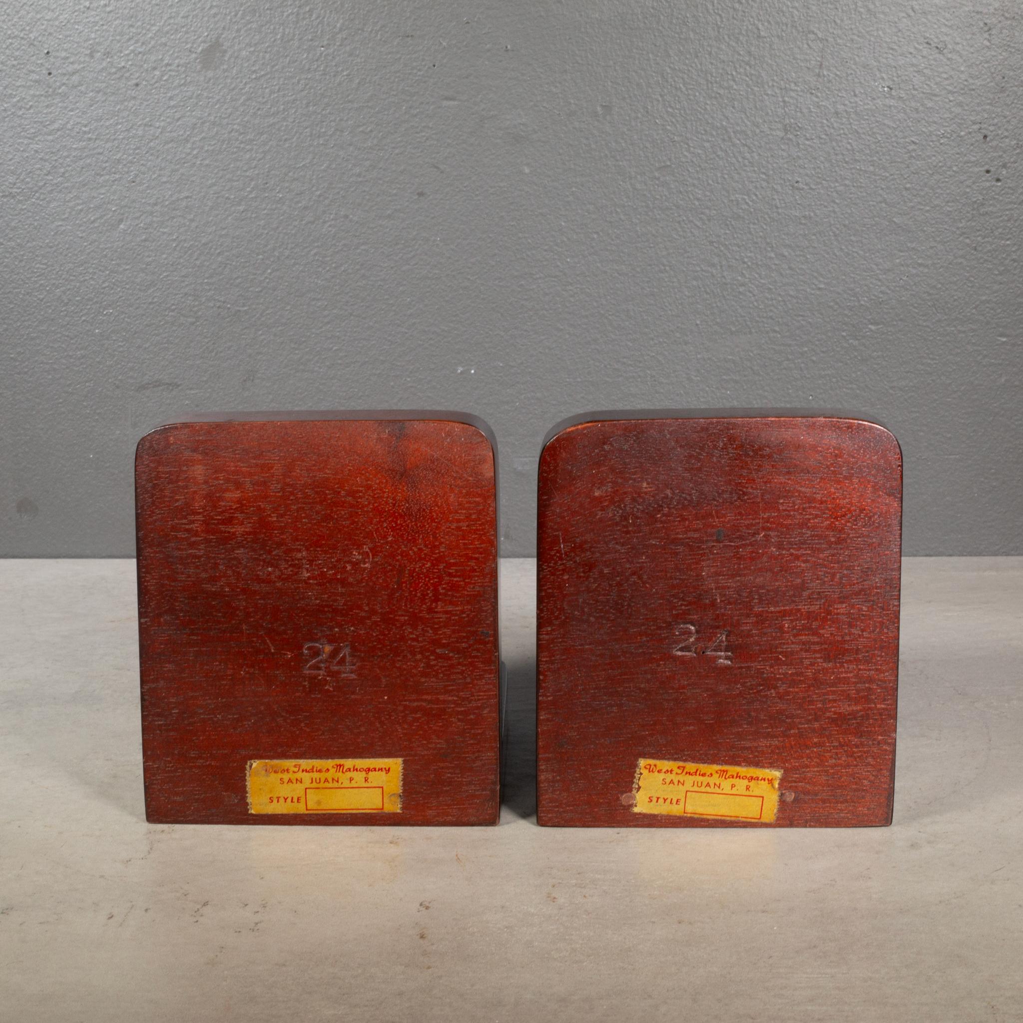 20th Century Antique Mahogany Sphere Bookends c.1930-1950 For Sale