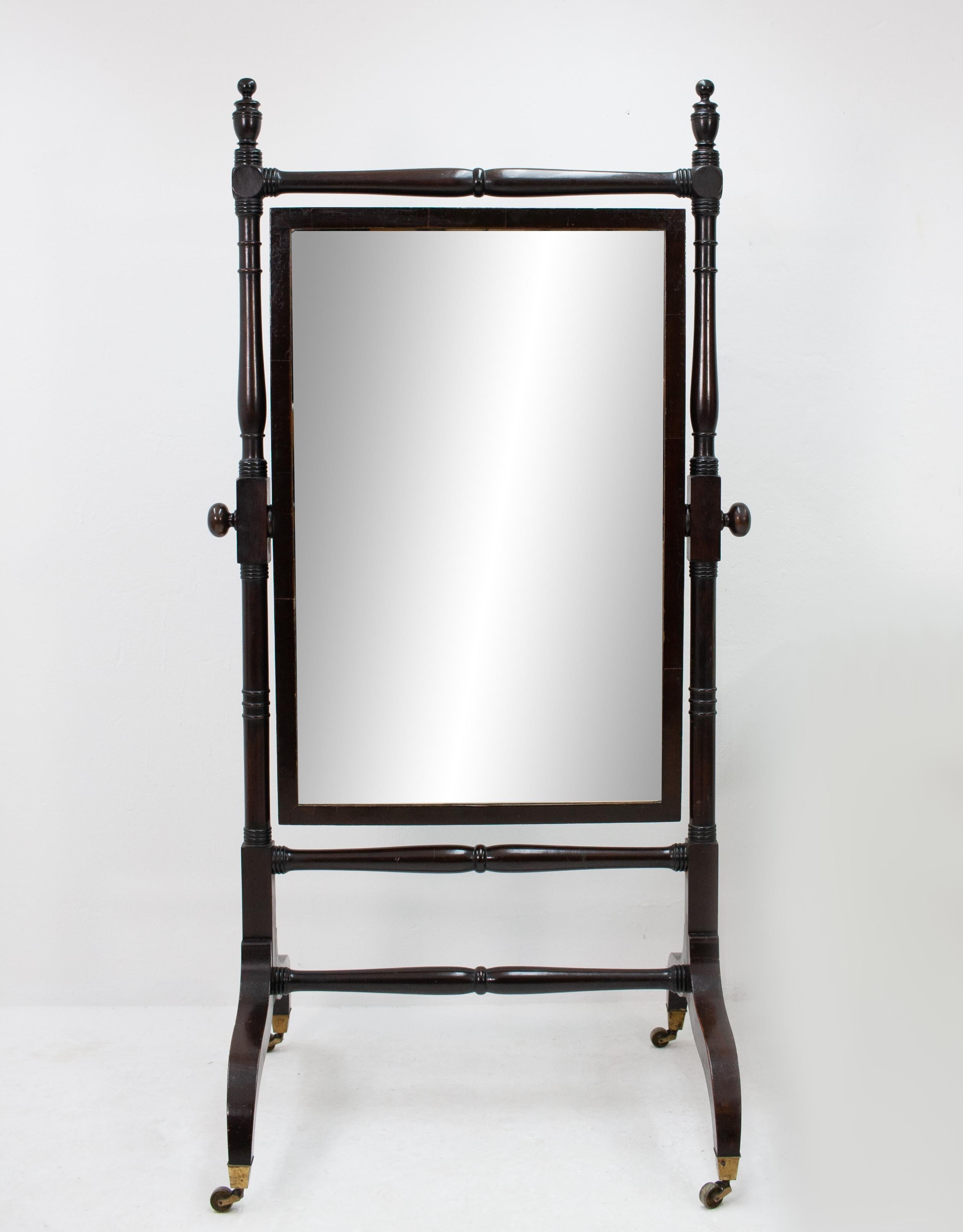 Regency Antique Mahogany Standing Mirror