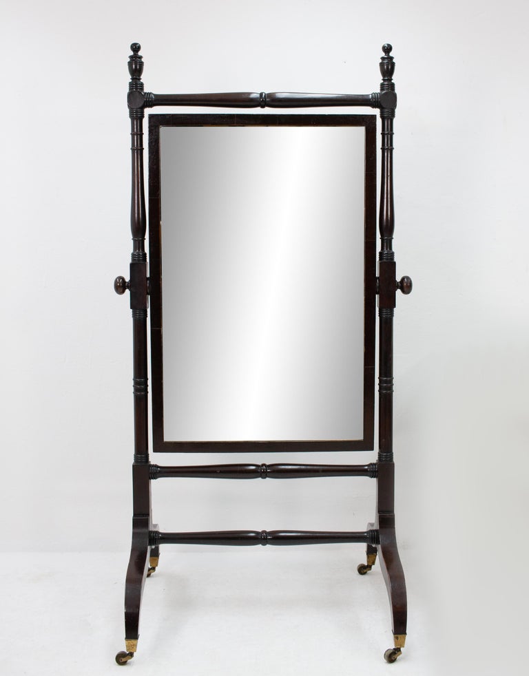 Antique Mahogany Standing Mirror For Sale at 1stDibs