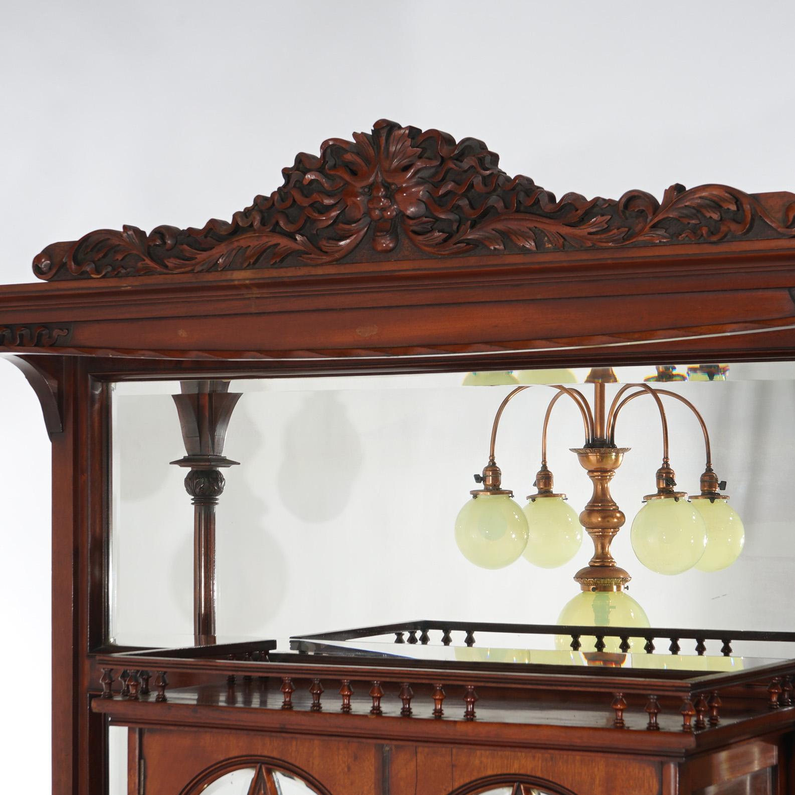 Antique Mahogany Star Pentagram Etagere with Mirrors, Spindles & Eagles C1900 For Sale 7