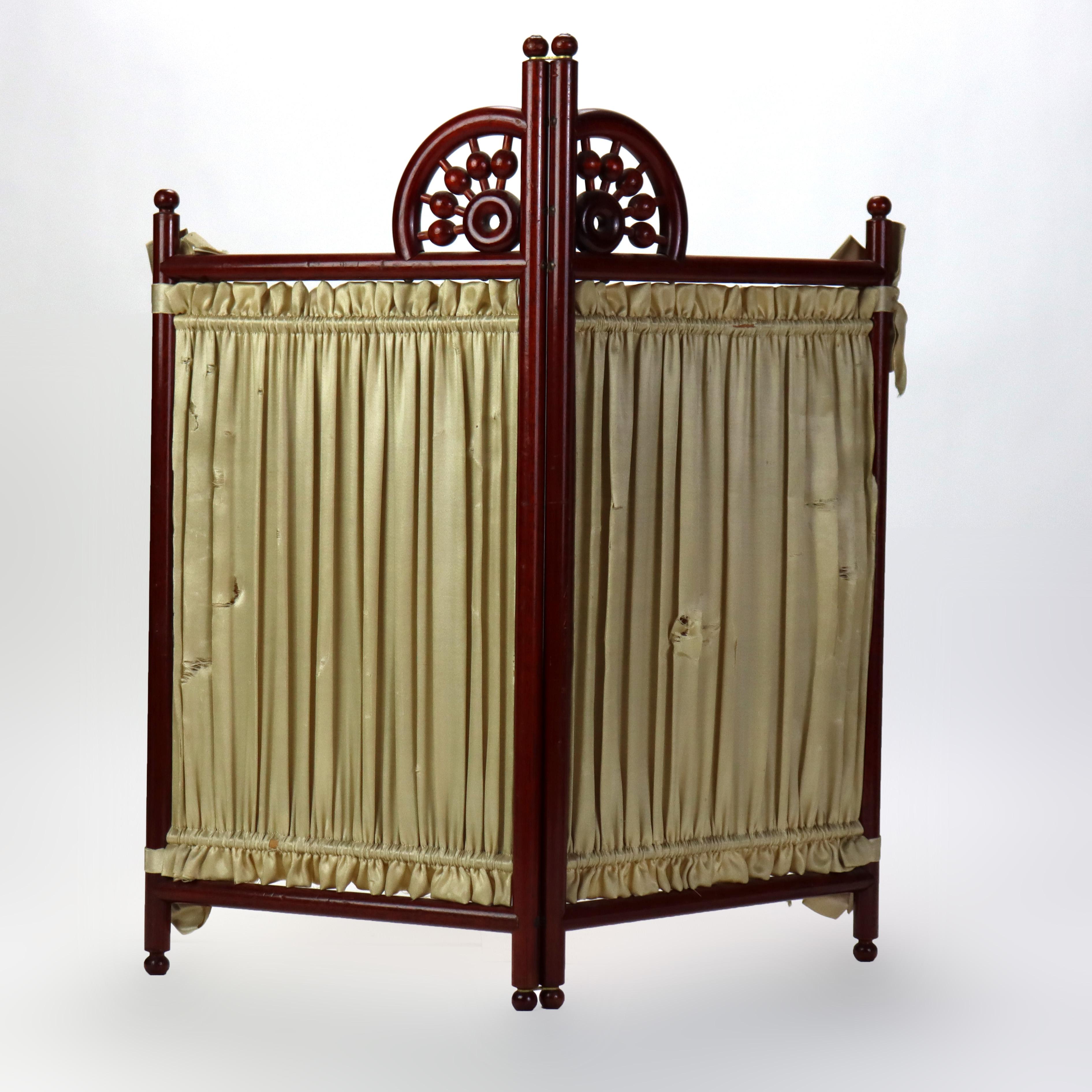 Antico paravento da tavolo Stick and Ball in mogano con litografie C1900 in vendita 2
