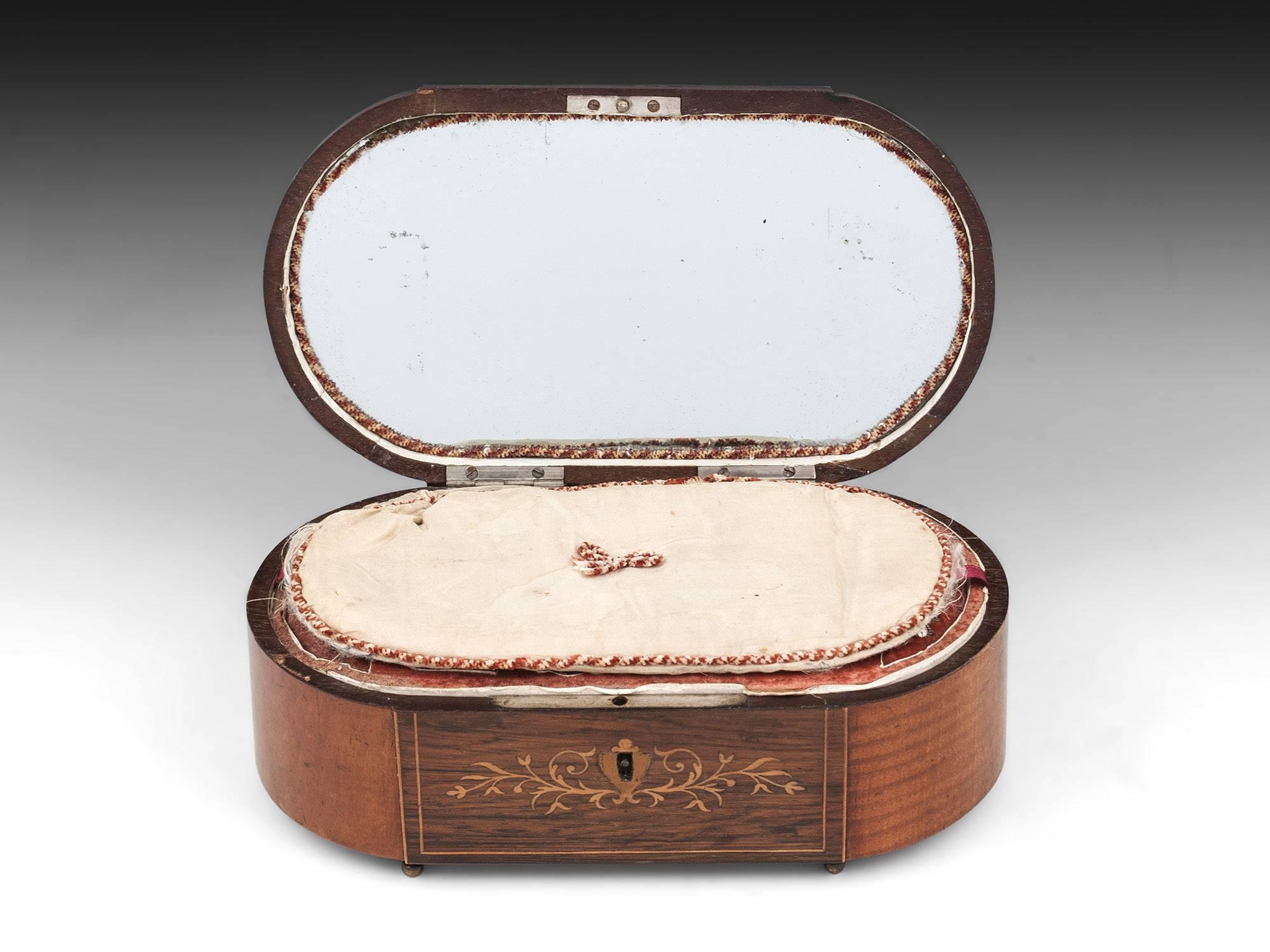 Antique Mahogany Sycamore Palais Royal Sewing Box, French, 19th Century For Sale 2