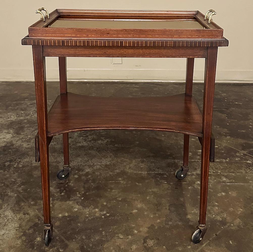 Antique Mahogany Tea ~ Drink Serving Table In Good Condition For Sale In Dallas, TX