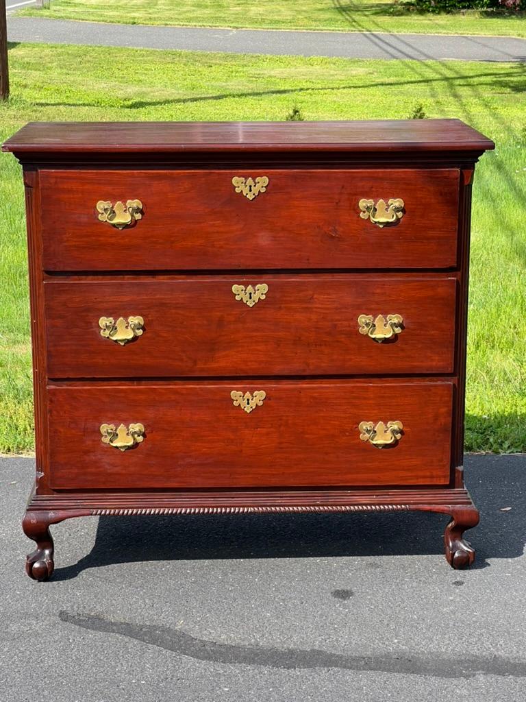 American Antique Mahogany Three Drawer Chippendale Chest c. 1820 For Sale