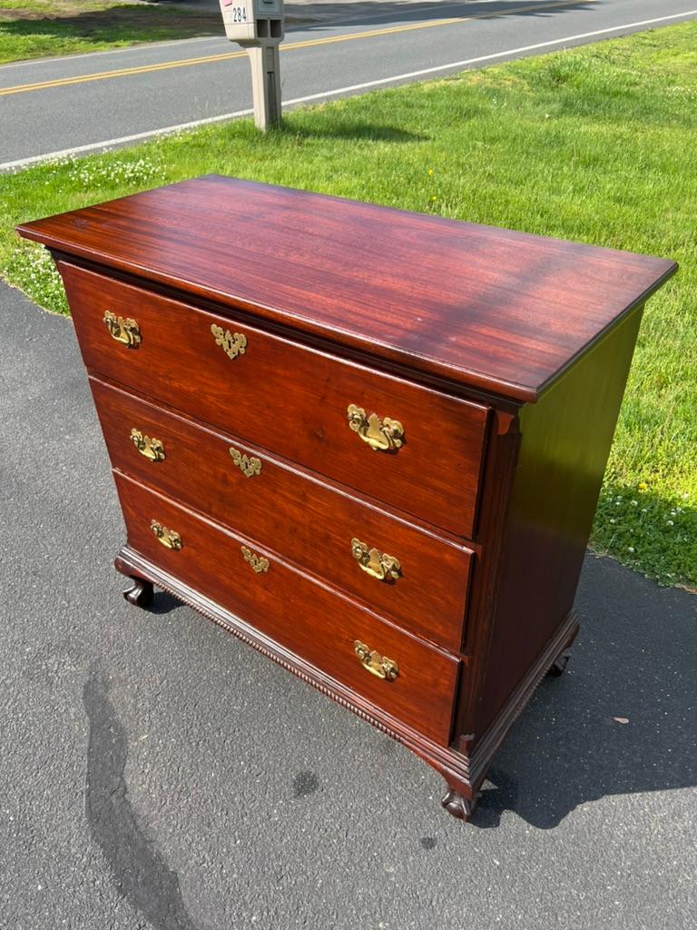 Early 19th Century Antique Mahogany Three Drawer Chippendale Chest c. 1820 For Sale