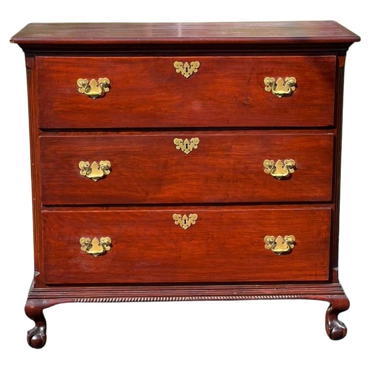 Antique Mahogany Three Drawer Chippendale Chest c. 1820 For Sale