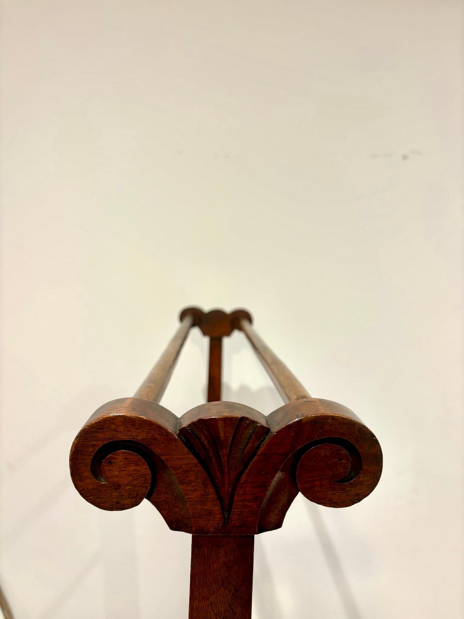 English Antique Mahogany Towel Rail/Clothes Stand For Sale